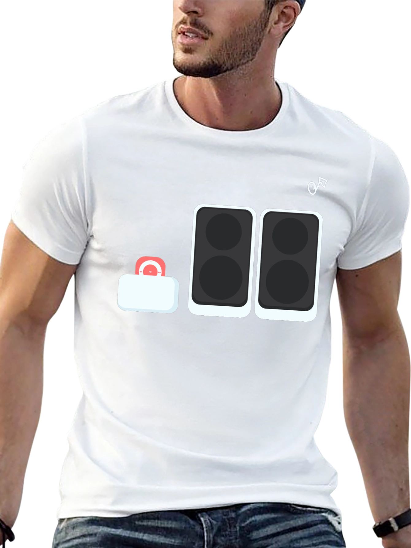 DJ Speaker Stack Graphic Tee - Black Cotton T-Shirt