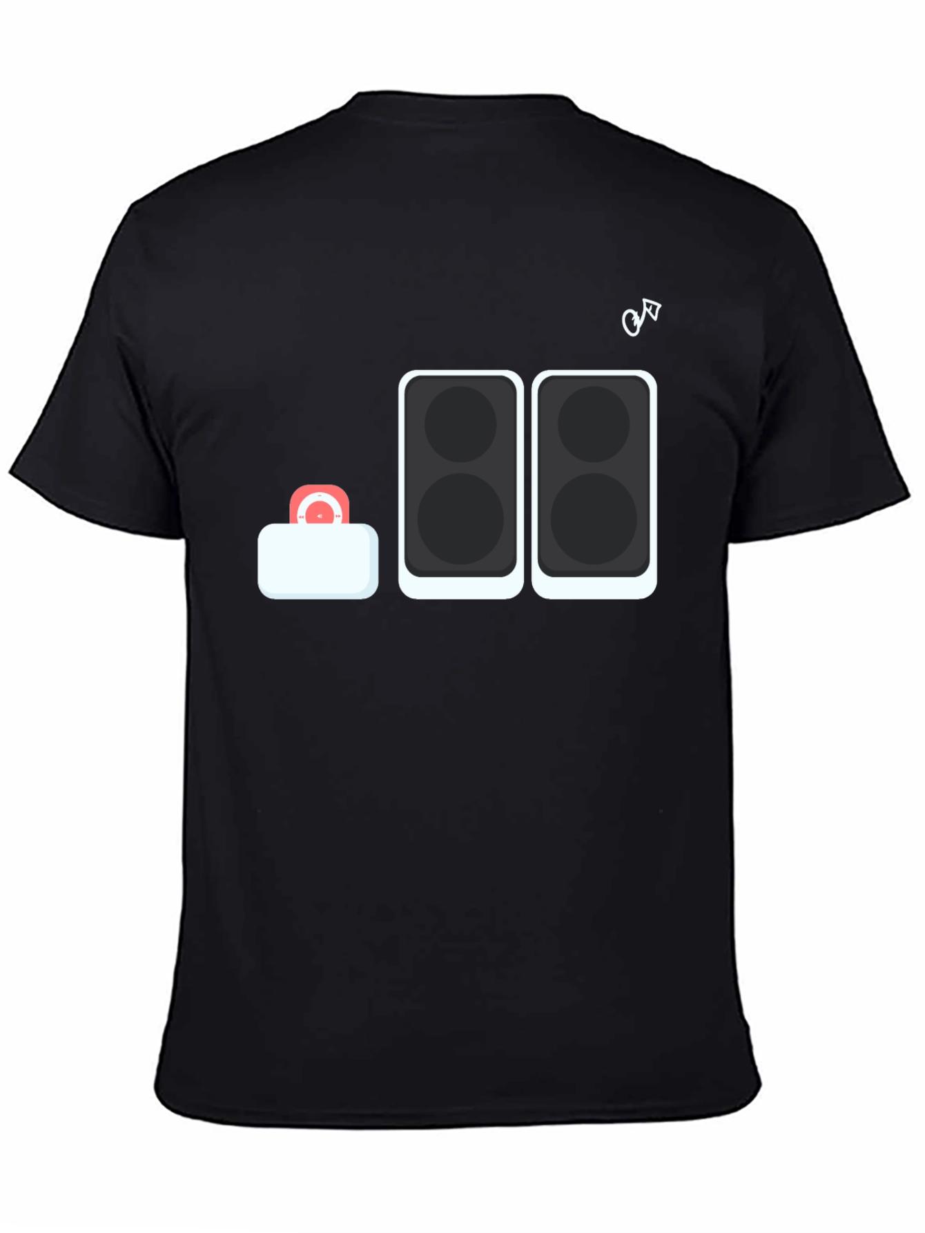DJ Speaker Stack Graphic Tee - Black Cotton T-Shirt