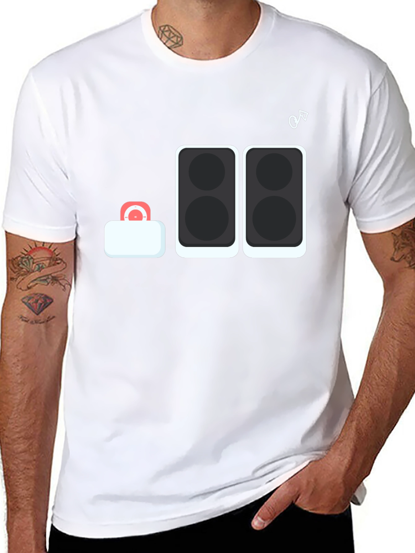 DJ Speaker Stack Graphic Tee - Black Cotton T-Shirt