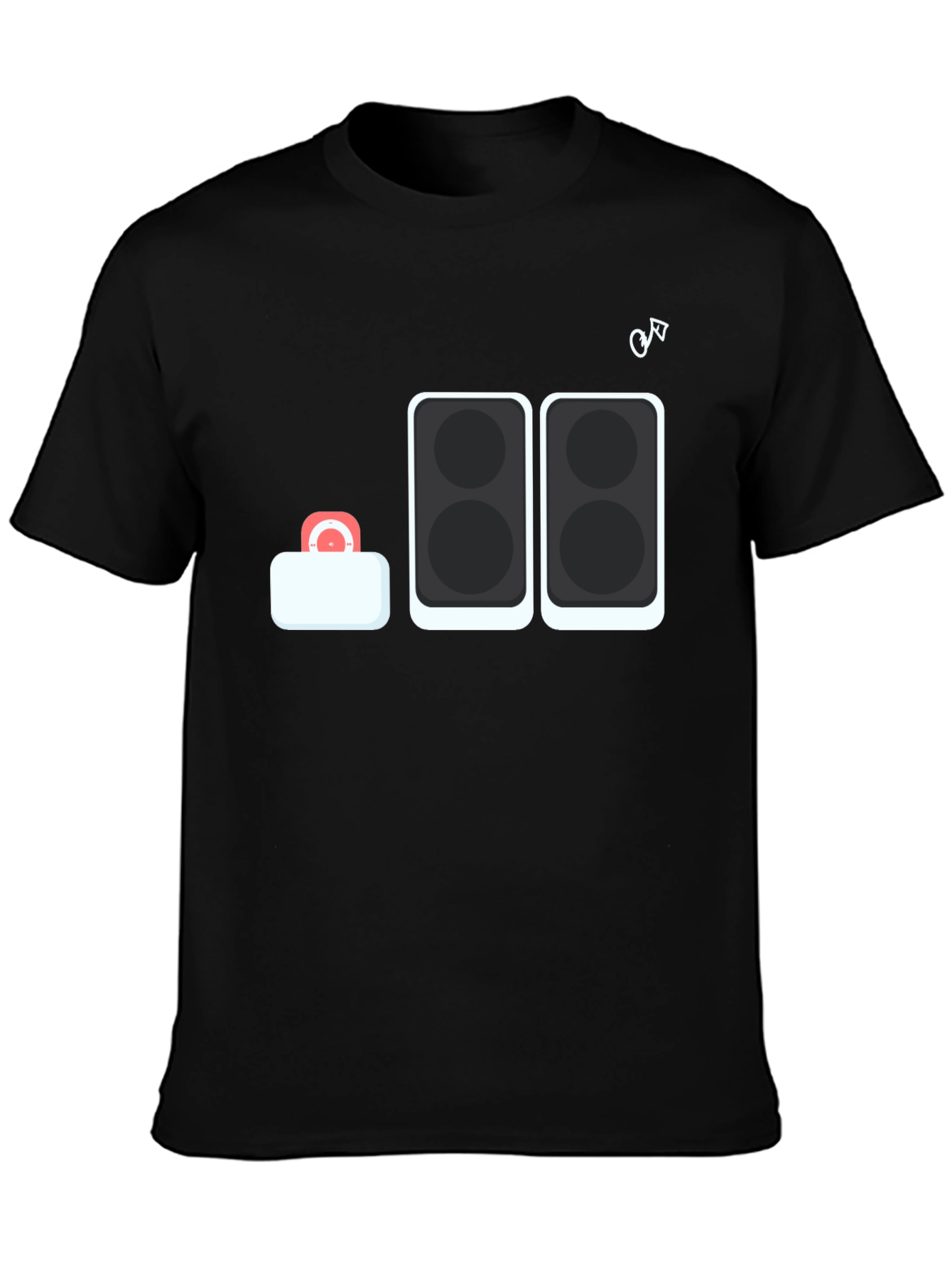 DJ Speaker Stack Graphic Tee - Black Cotton T-Shirt