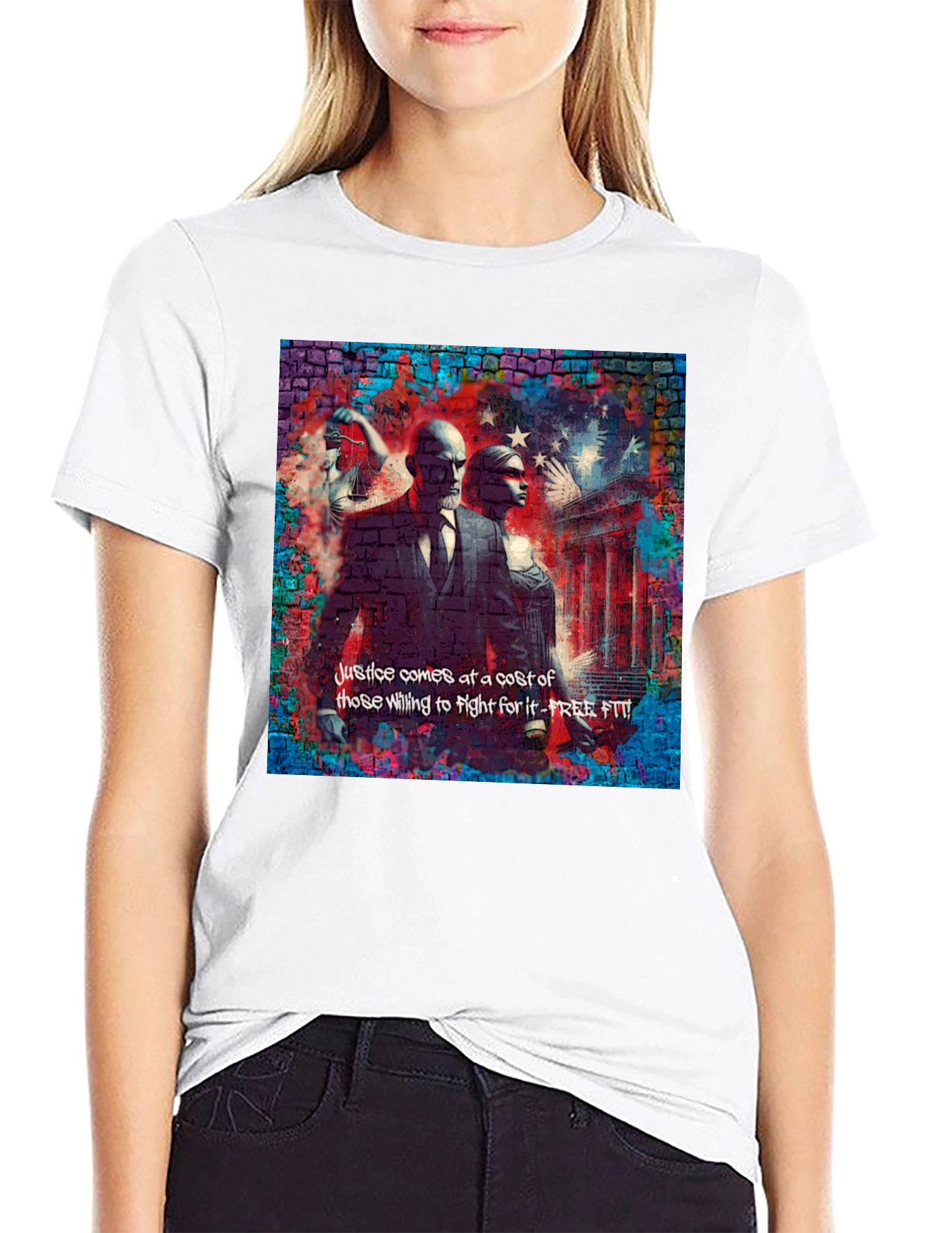 Justice Graphic Print Black T-Shirt
