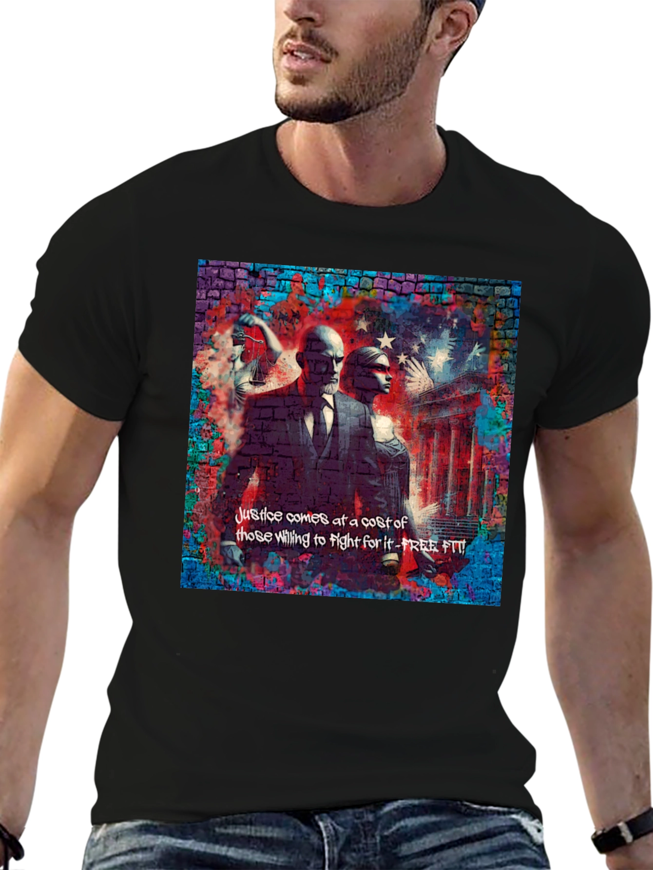 Justice Graphic Print Black T-Shirt