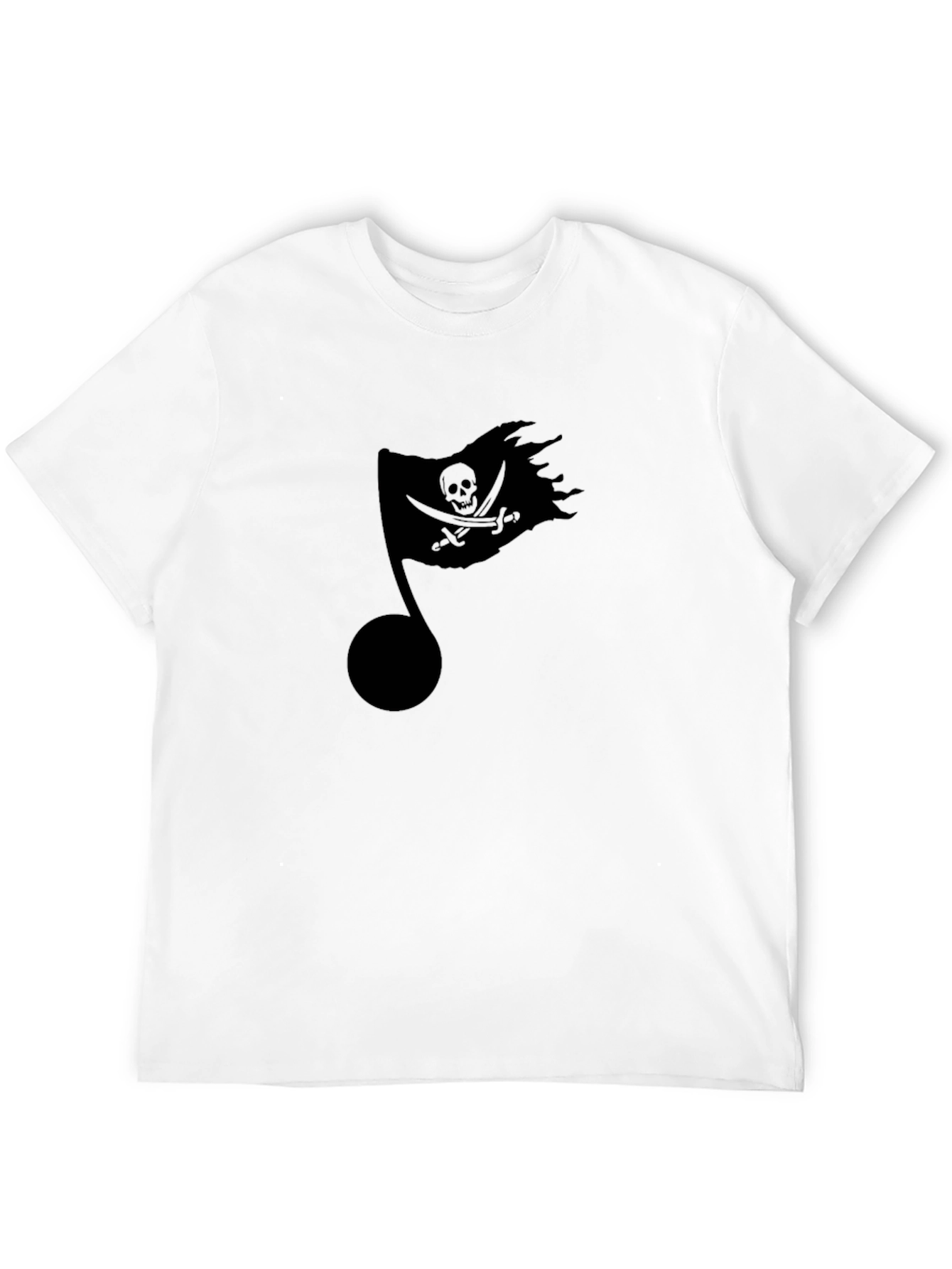 Pirate Flag Music Note Black T-Shirt
