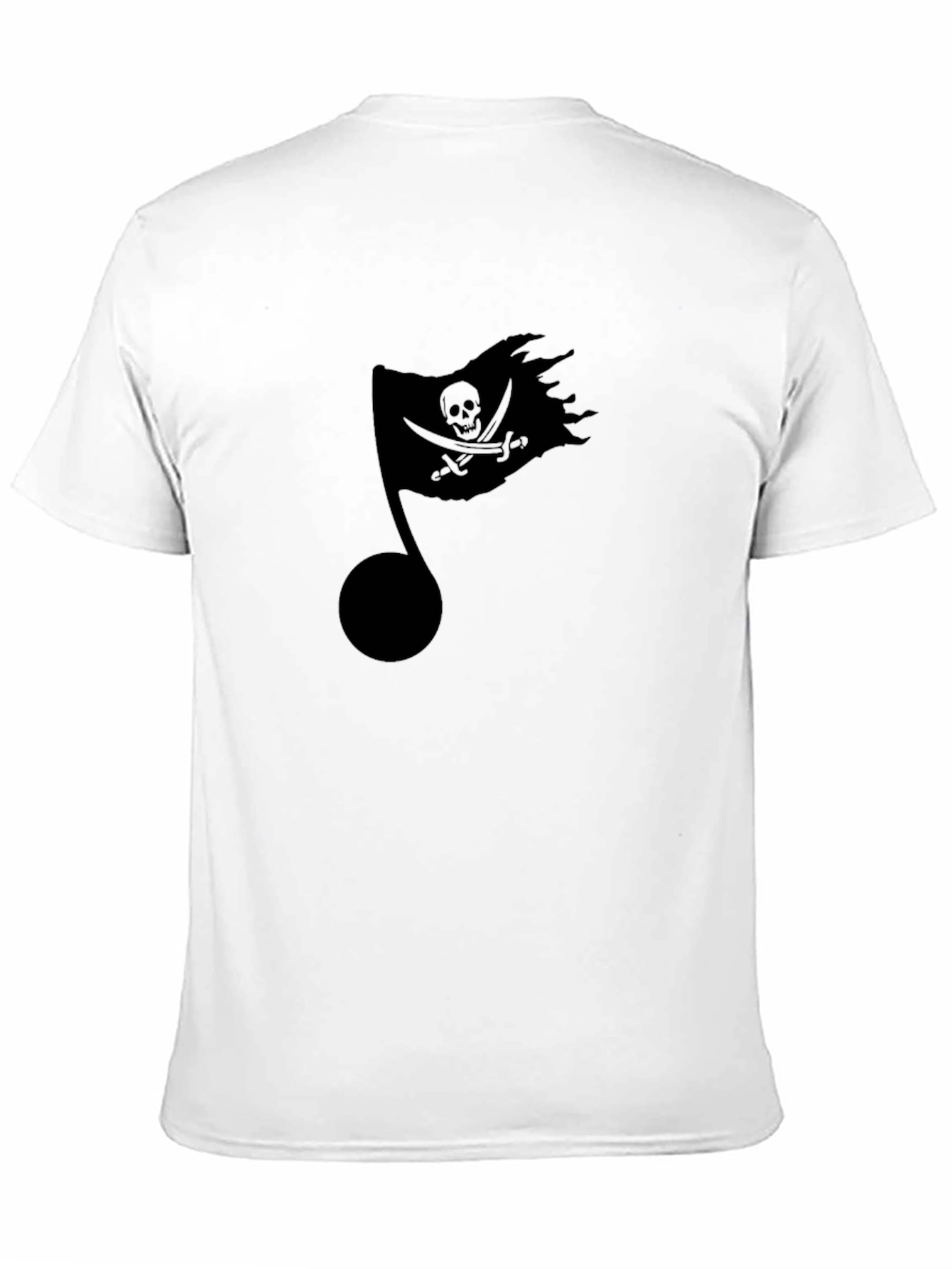 Pirate Flag Music Note Black T-Shirt