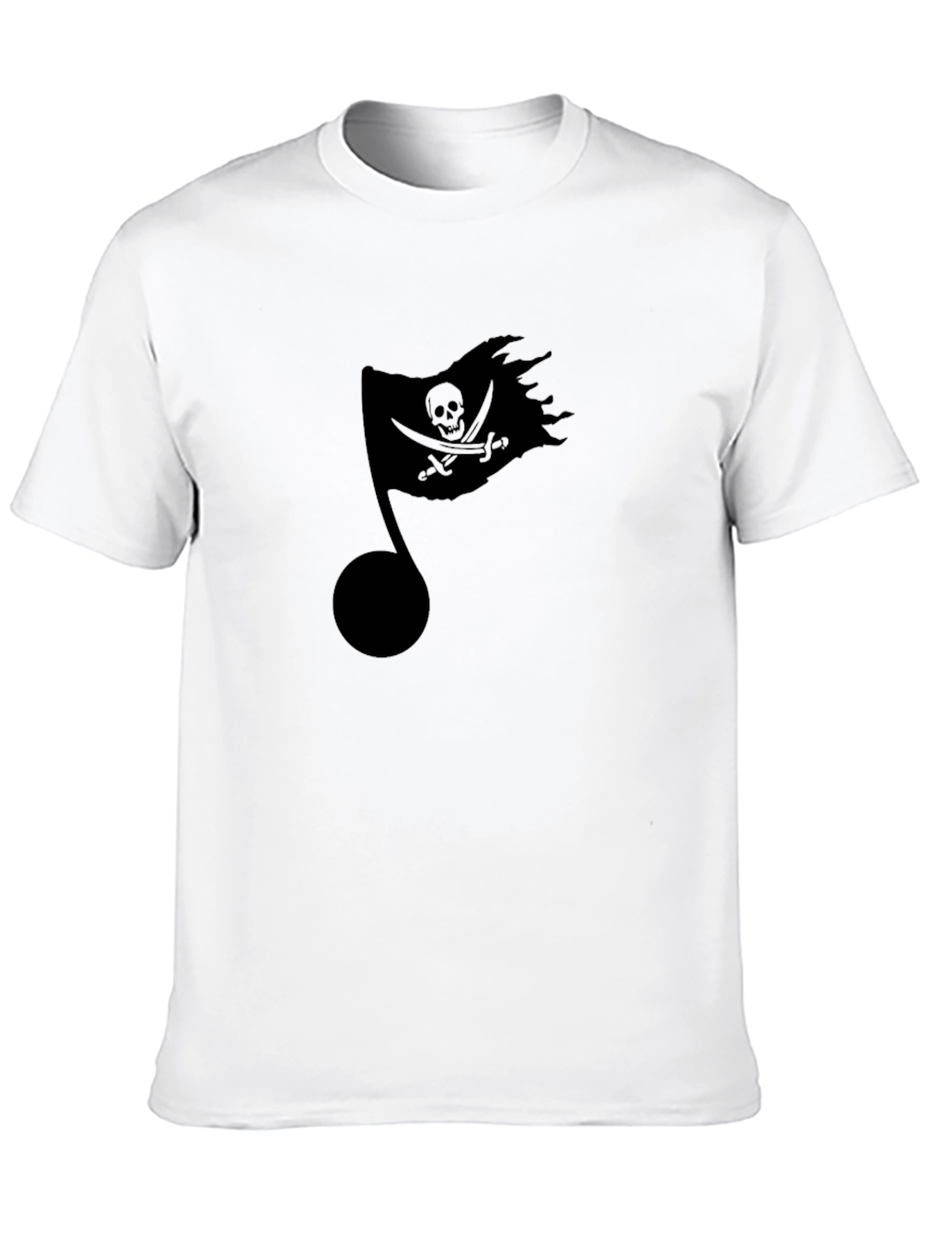 Pirate Flag Music Note Black T-Shirt