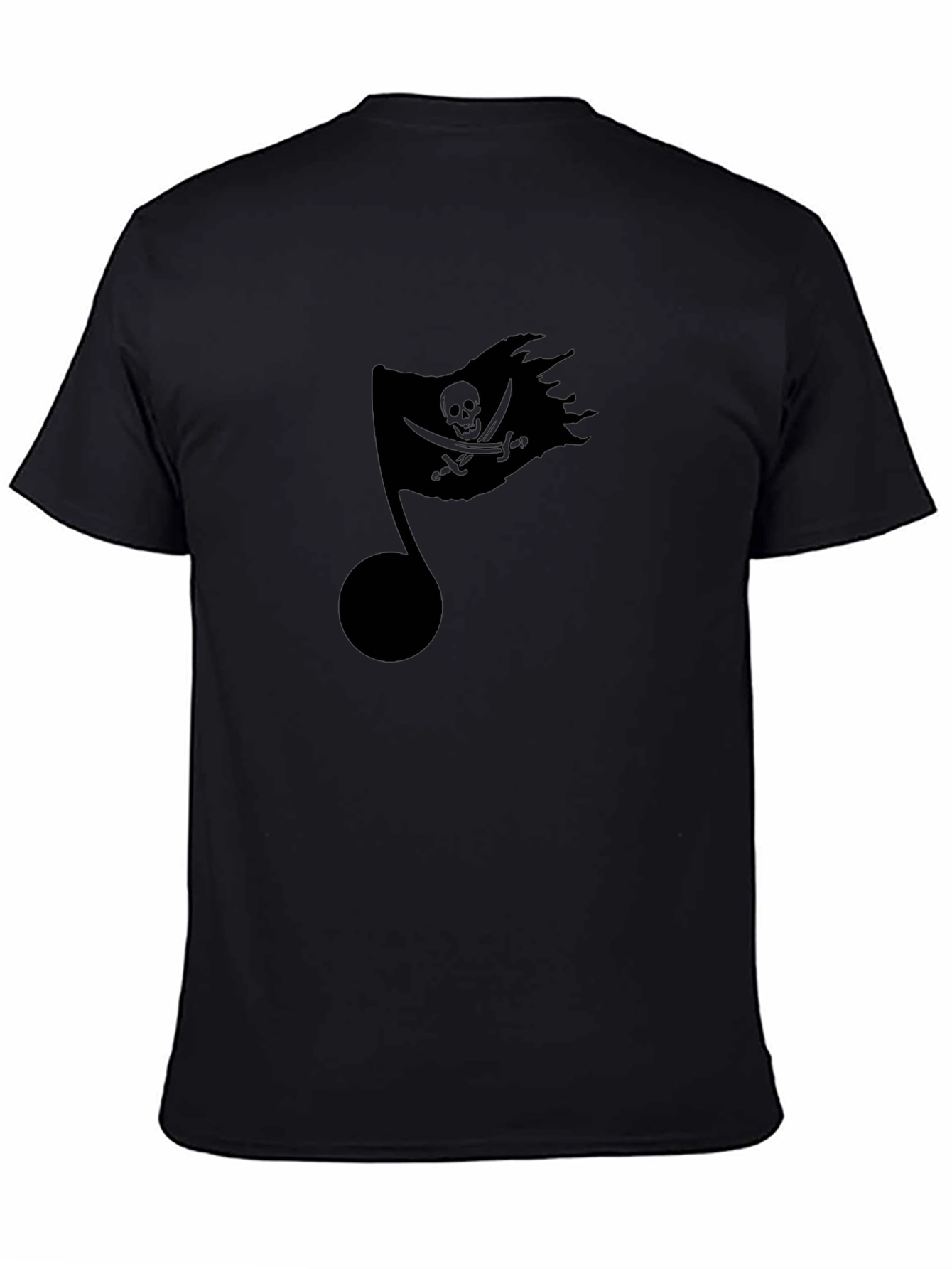 Pirate Flag Music Note Black T-Shirt