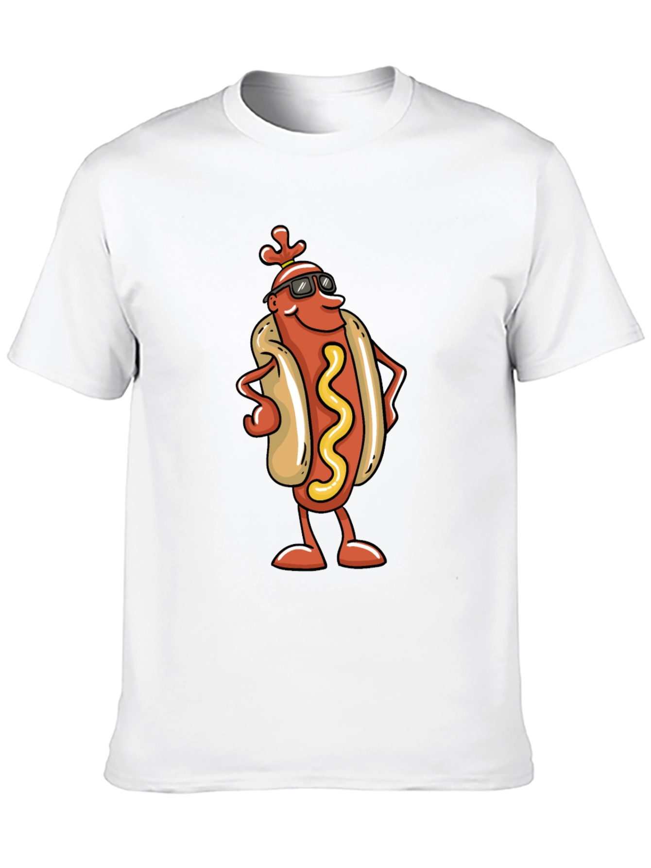Cool Hot Dog Cartoon Black T-Shirt