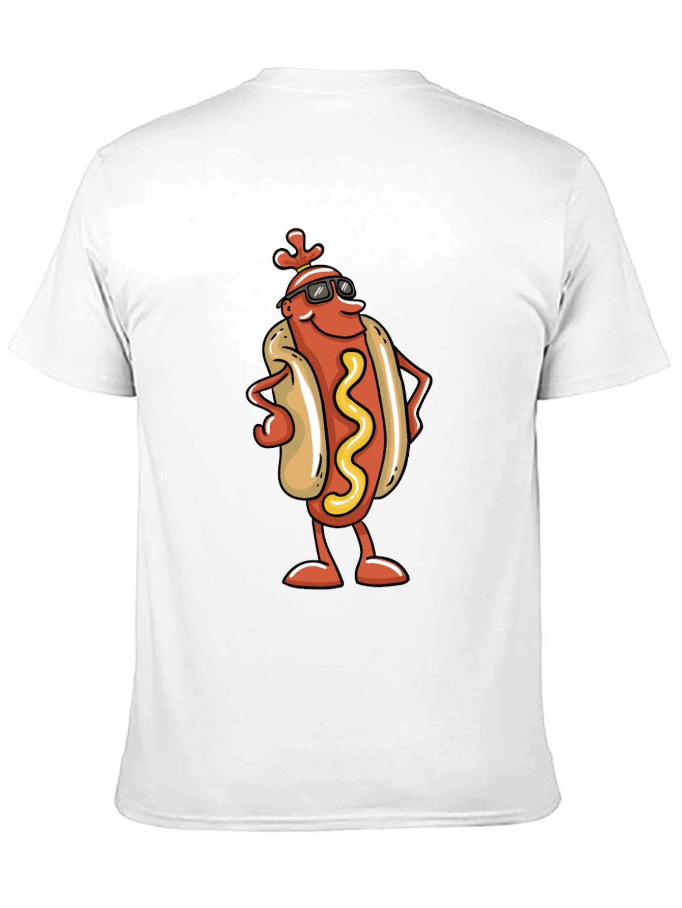 Cool Hot Dog Cartoon Black T-Shirt