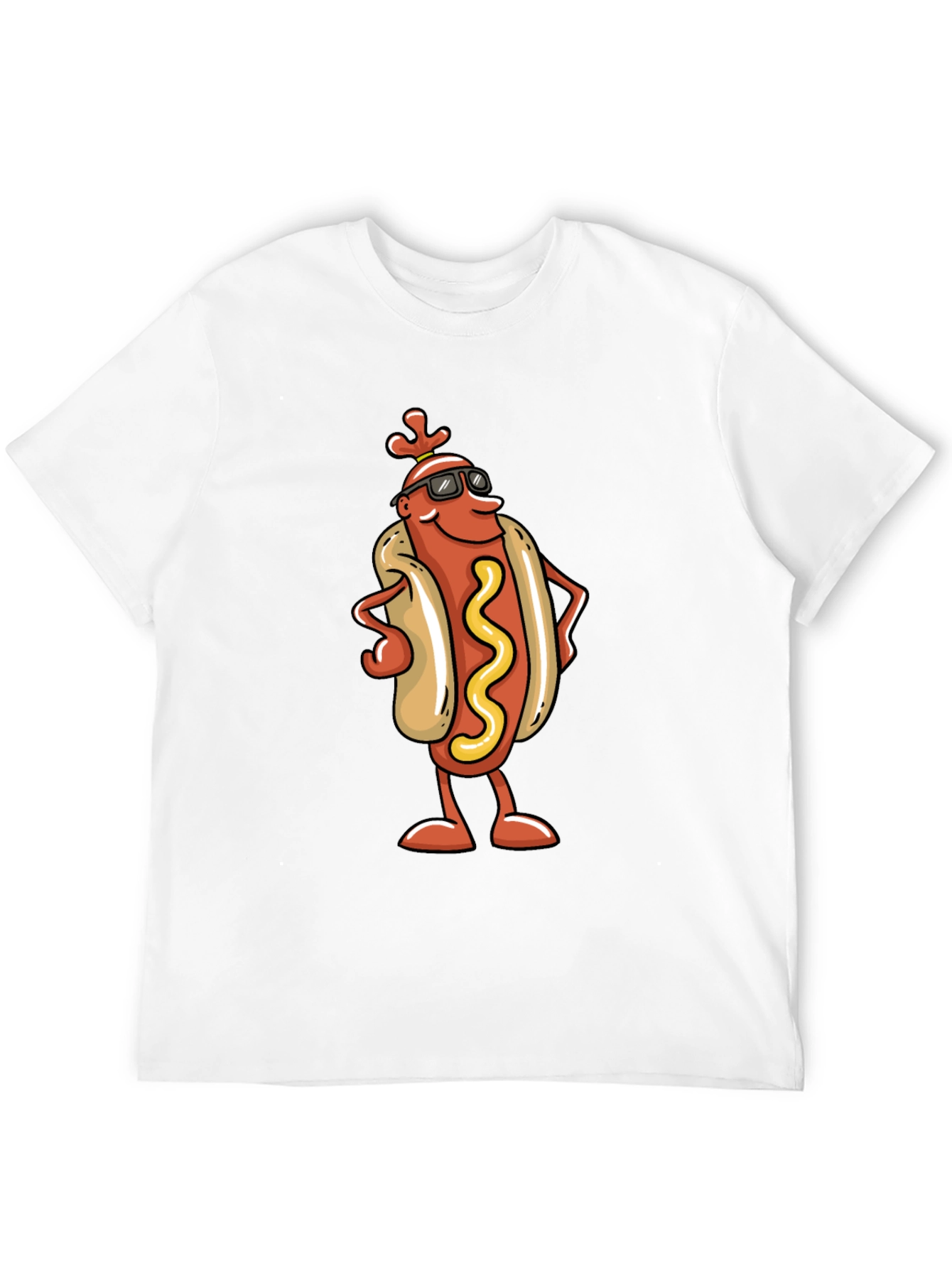 Cool Hot Dog Cartoon Black T-Shirt