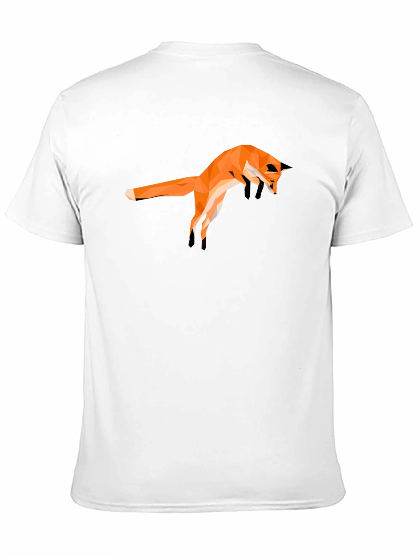 Geometric Fox Graphic Tee - Modern Mens Black T-Shirt