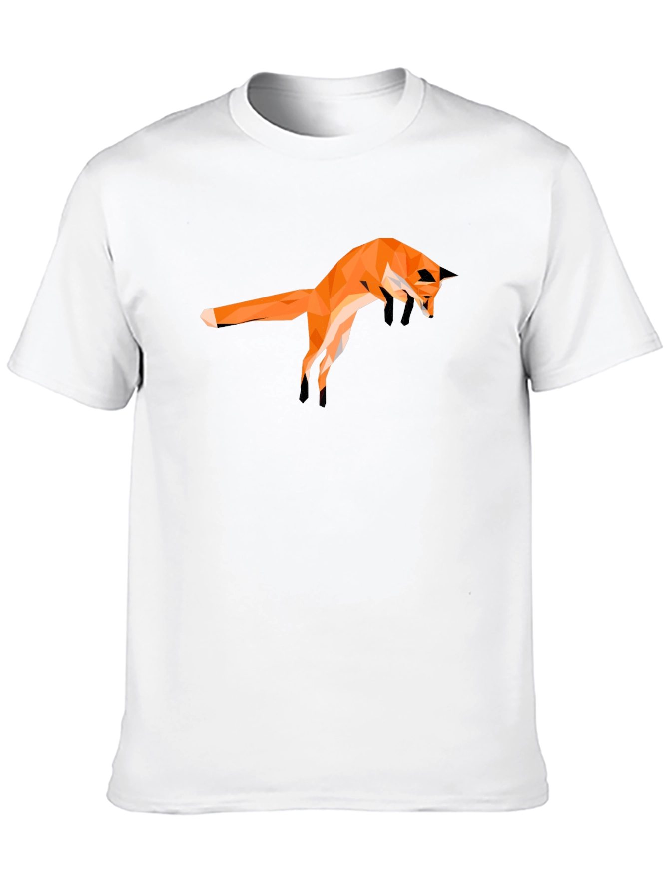 Geometric Fox Graphic Tee - Modern Mens Black T-Shirt