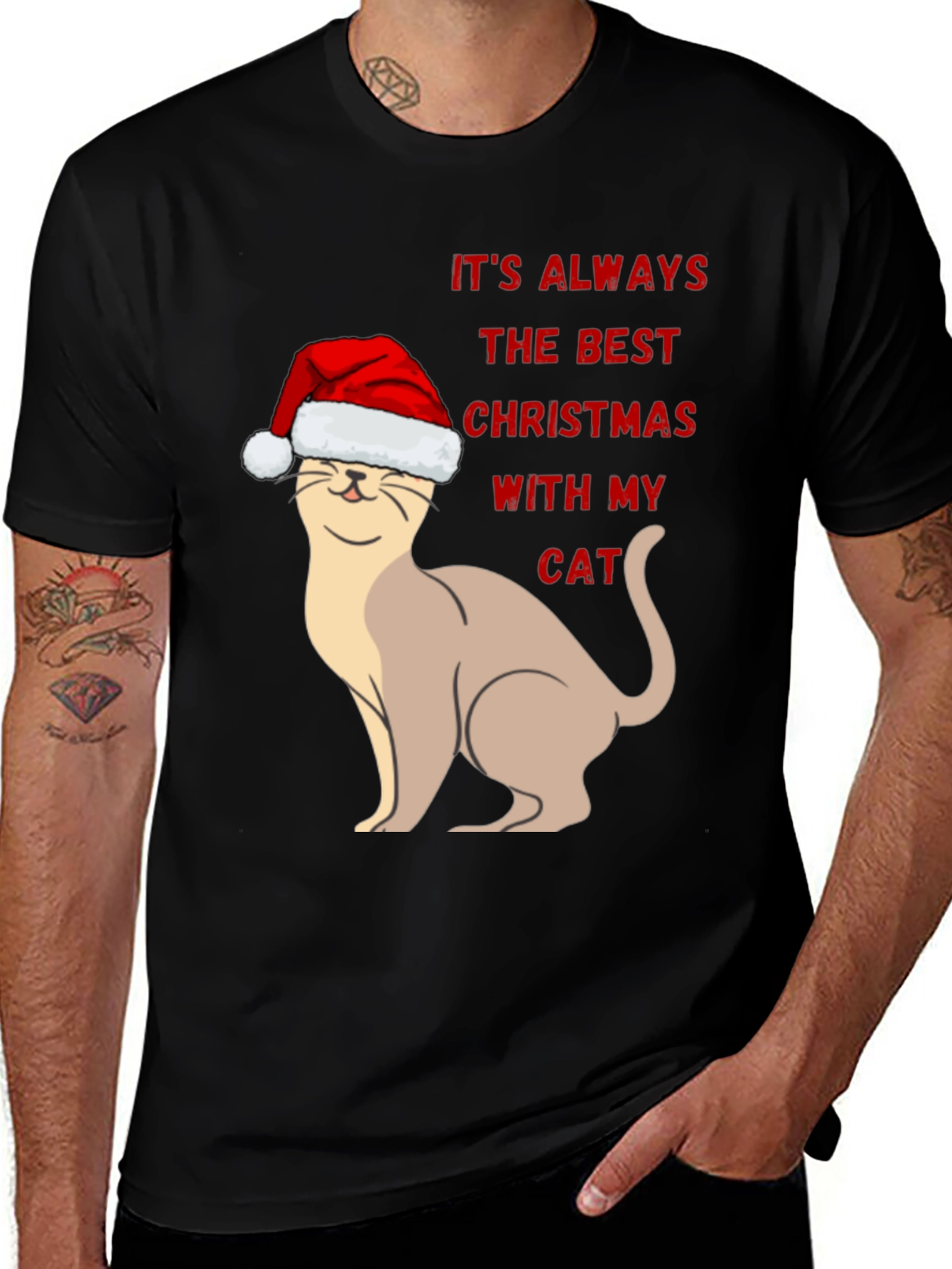 Festive Cat Christmas T-Shirt
