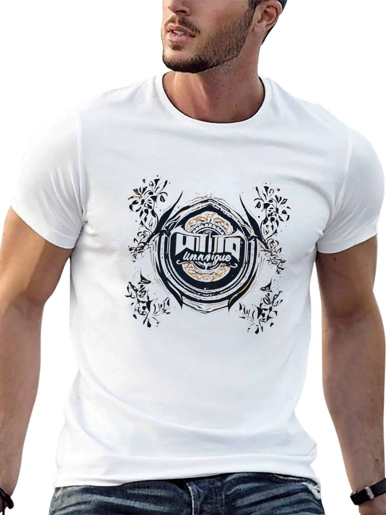 Abstract Face Graphic Tee - Stylish Black Cotton T-Shirt