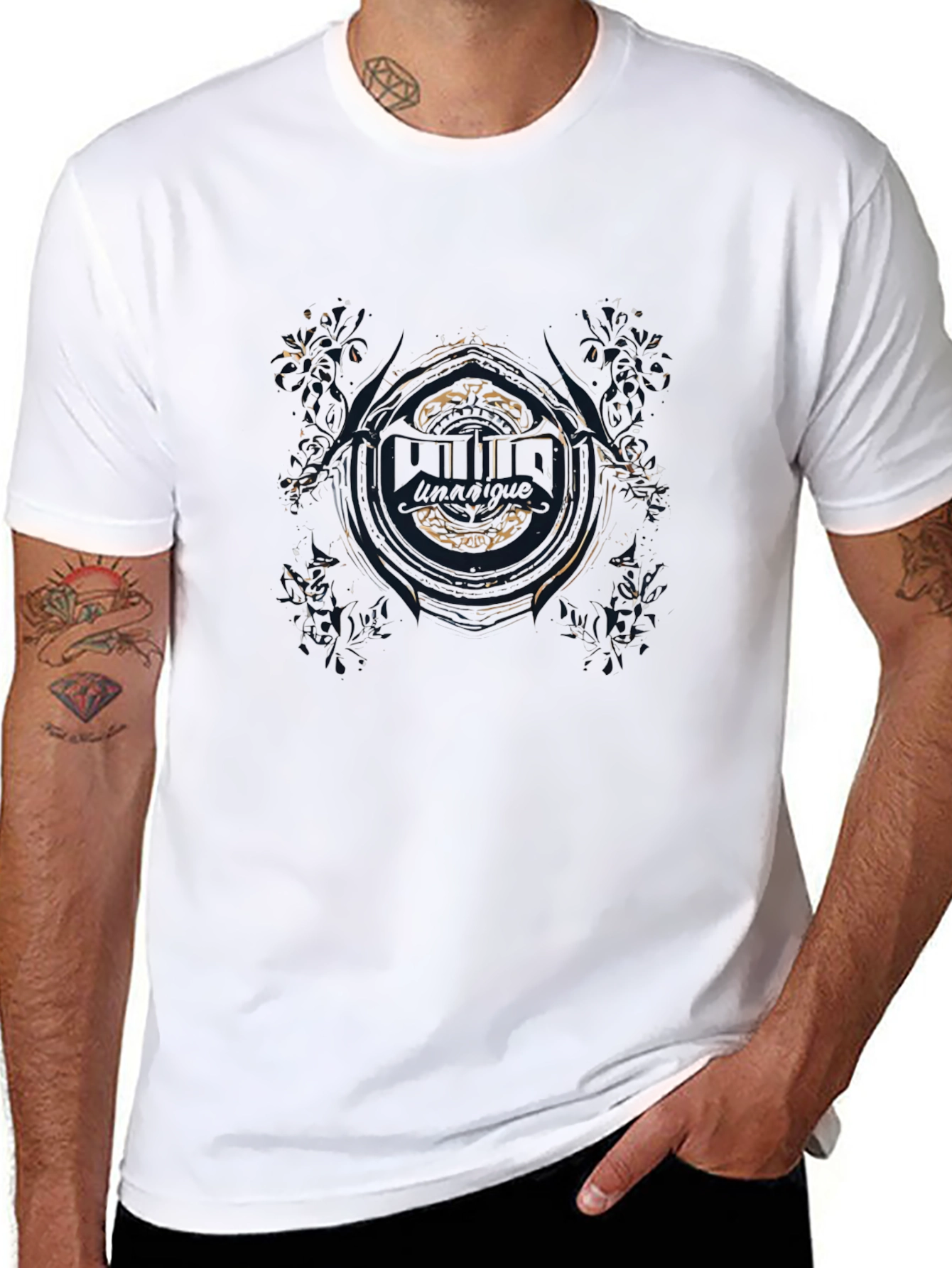 Abstract Face Graphic Tee - Stylish Black Cotton T-Shirt
