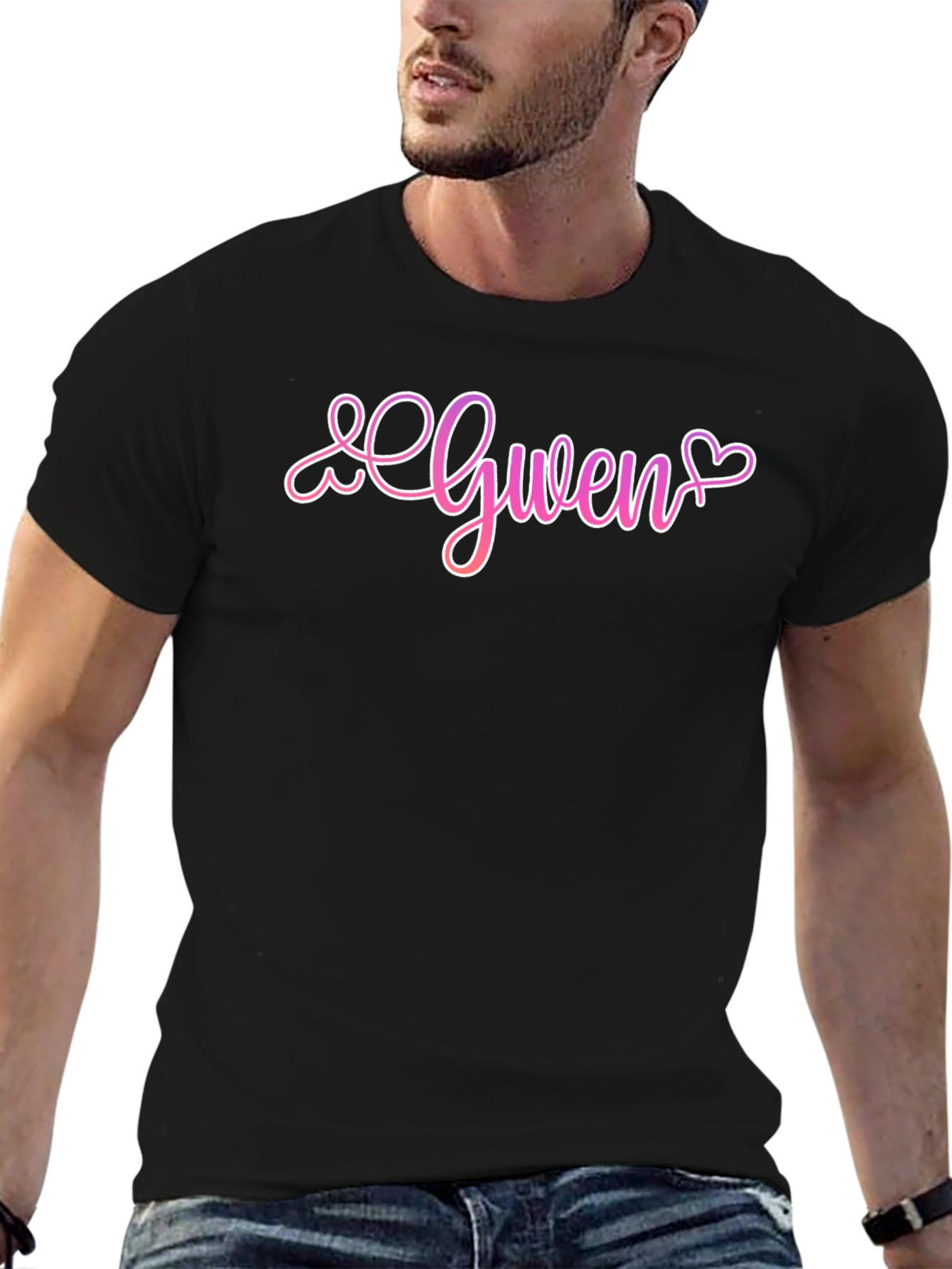 Gwen Heart Script Black T-Shirt