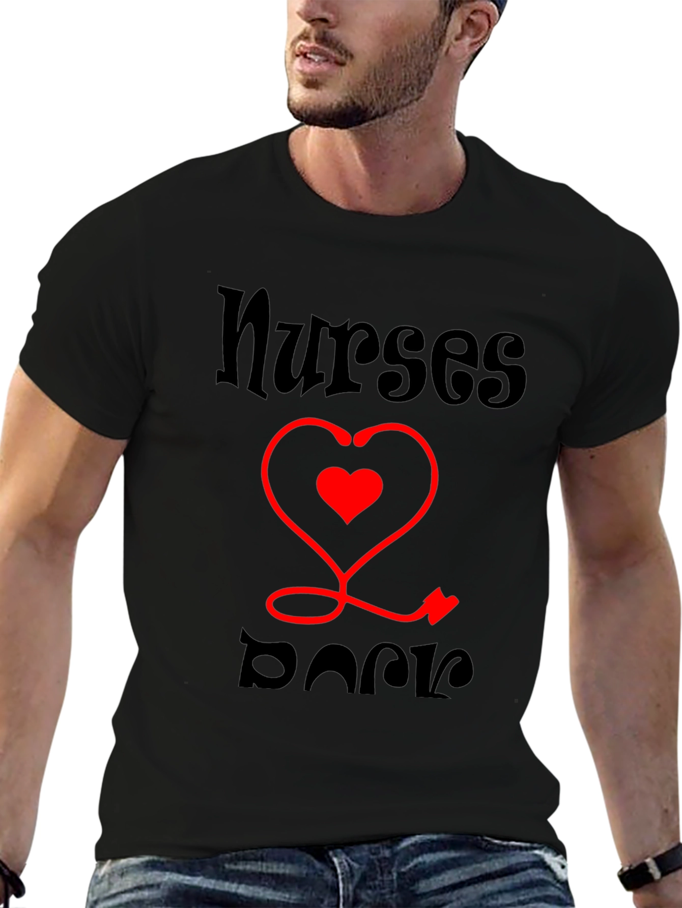 Nurses Rock T-Shirt - Stethoscope Heart Tee