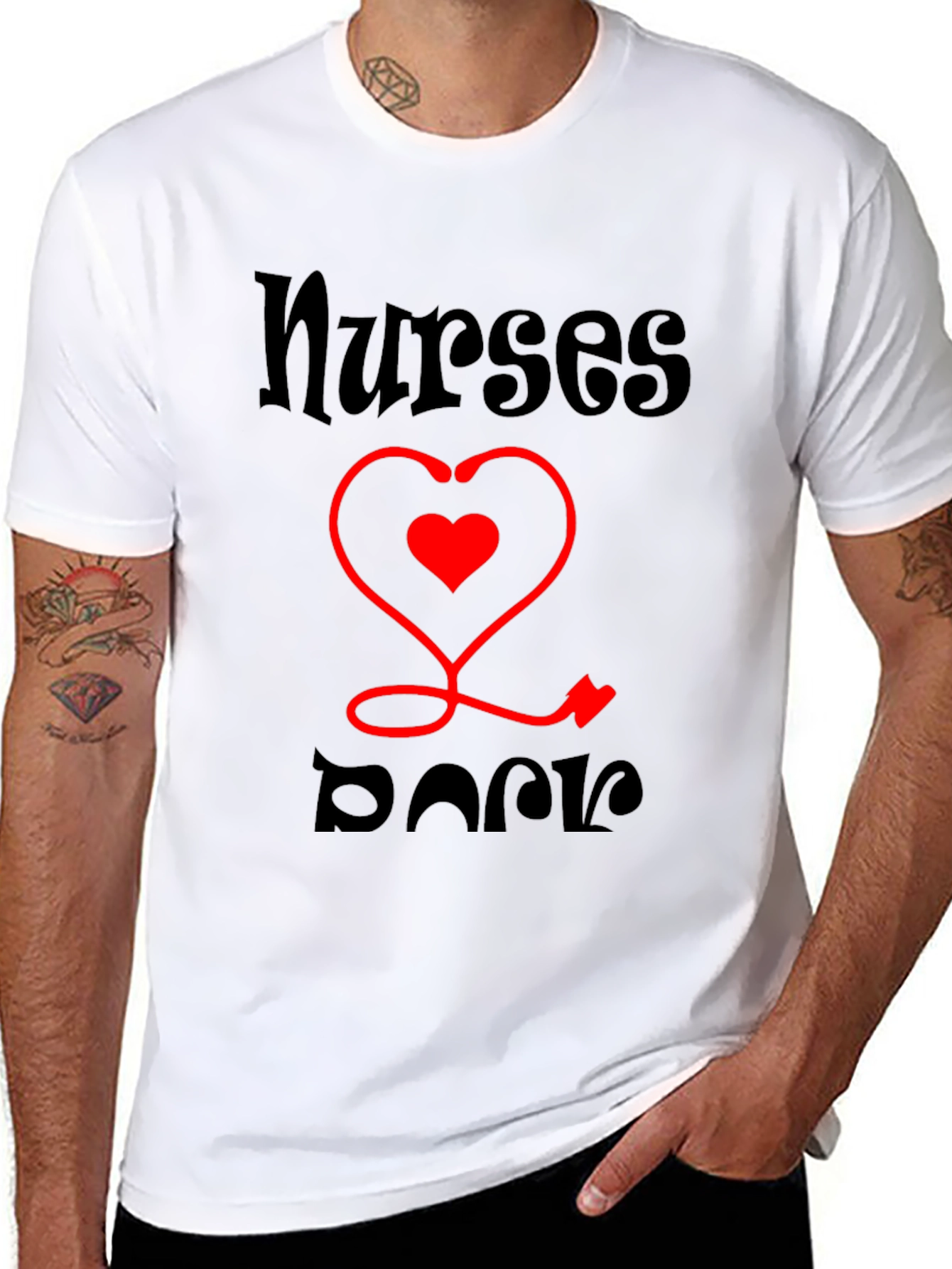 Nurses Rock T-Shirt - Stethoscope Heart Tee
