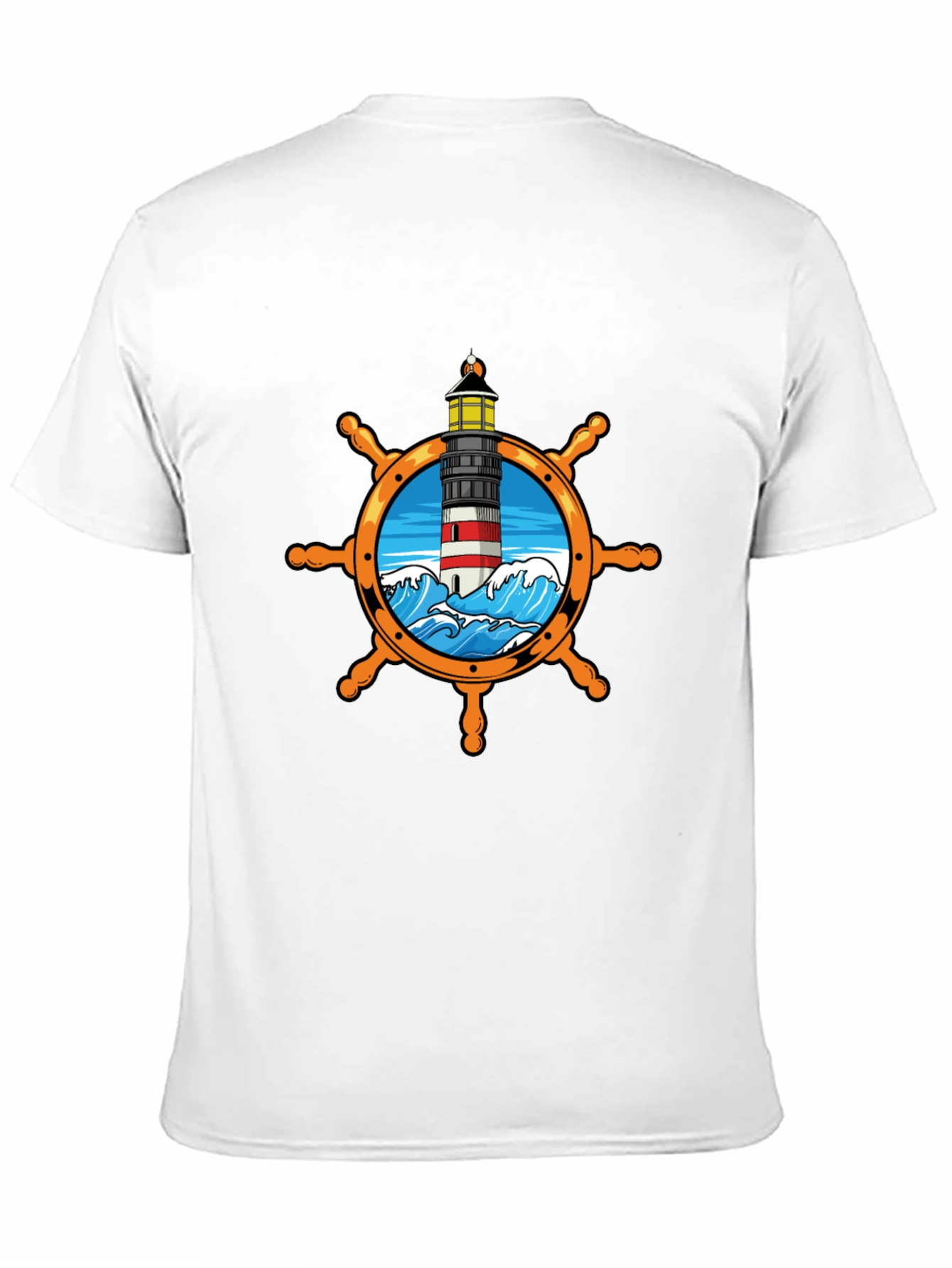 Nautical Lighthouse Wheel Graphic T-Shirt