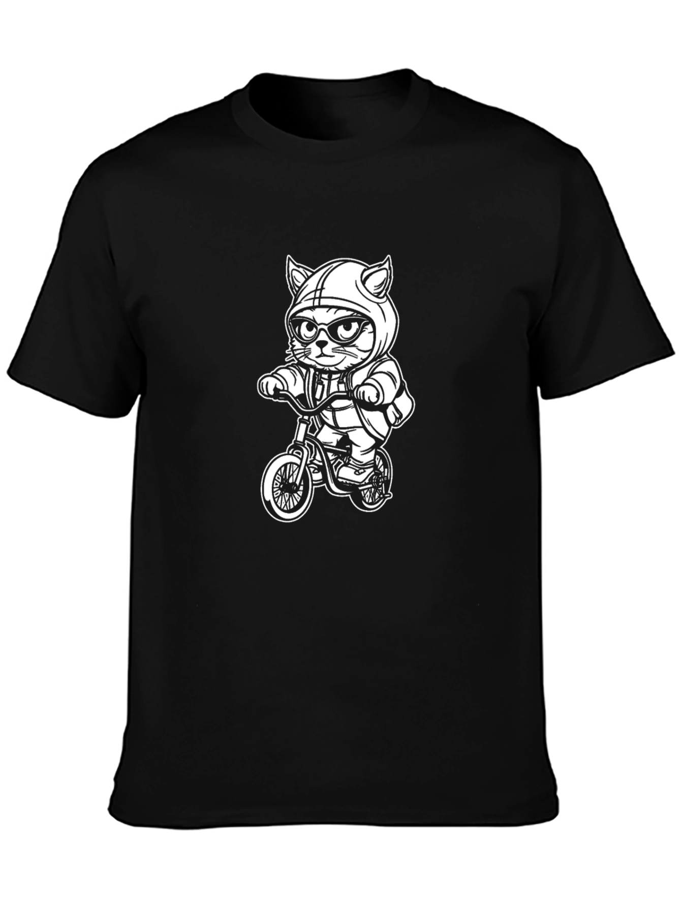 Cool Cat Biker T-Shirt - Black