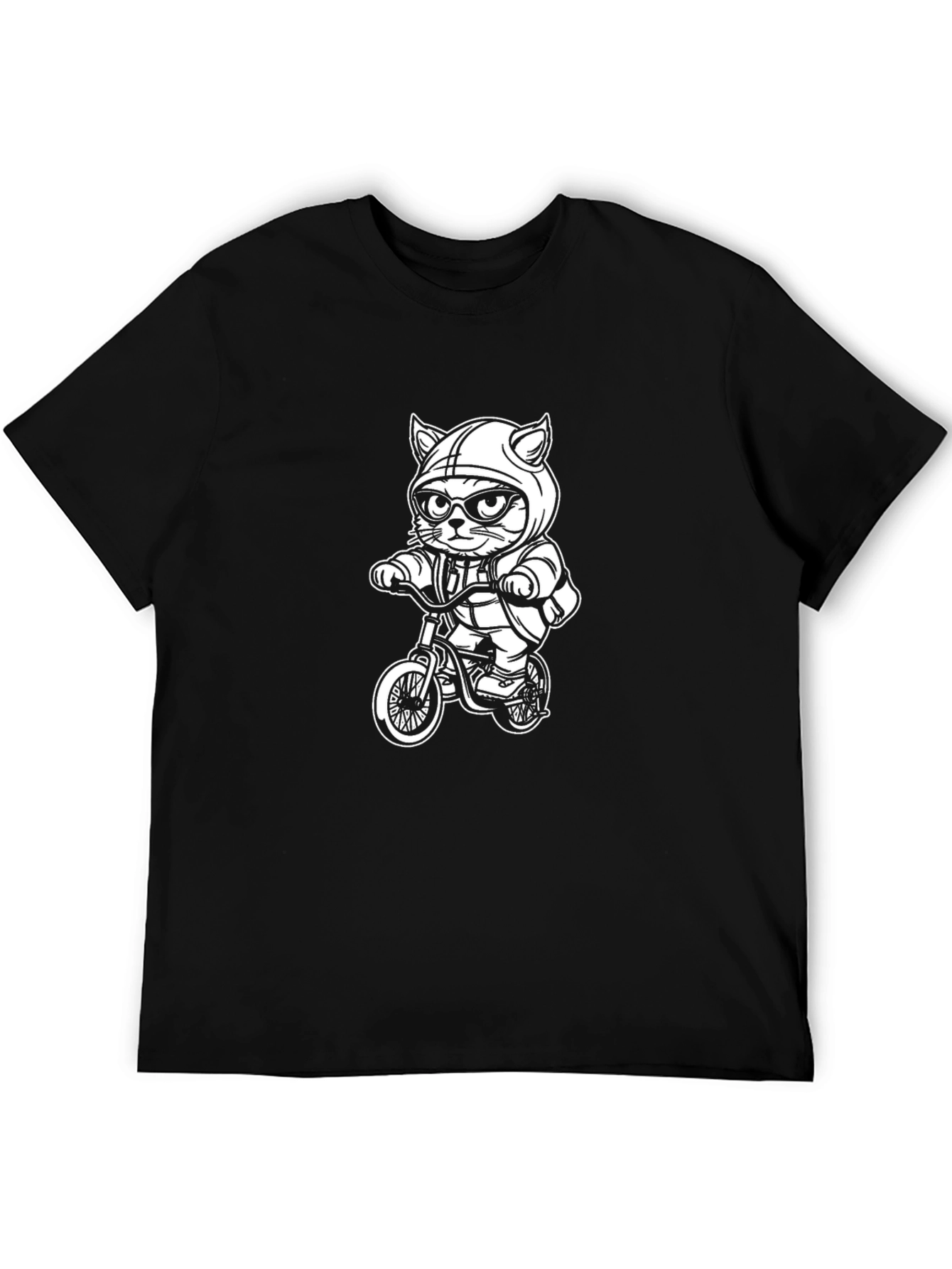 Cool Cat Biker T-Shirt - Black