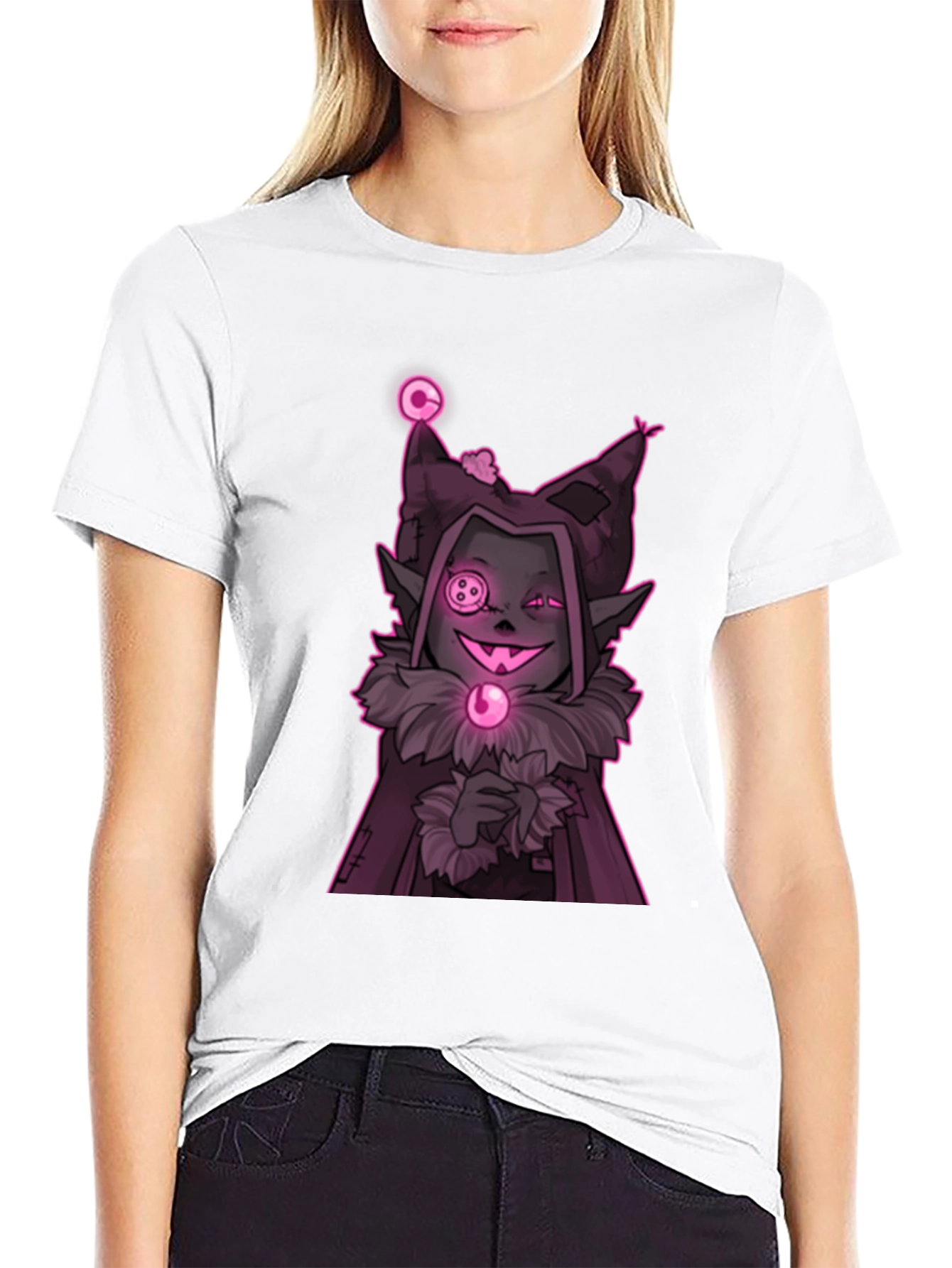 Jevil-Inspired Graphic Tee - Black Cotton Blend
