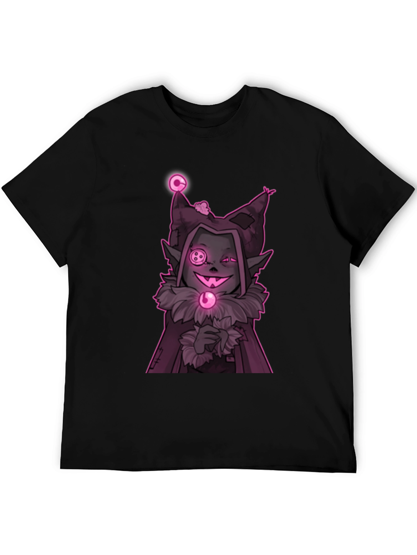 Jevil-Inspired Graphic Tee - Black Cotton Blend