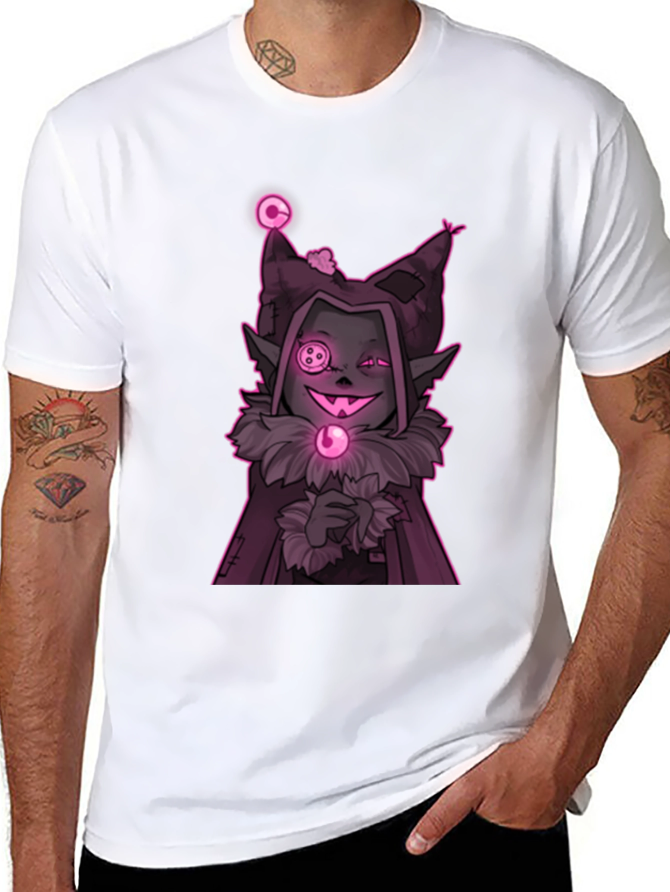 Jevil-Inspired Graphic Tee - Black Cotton Blend