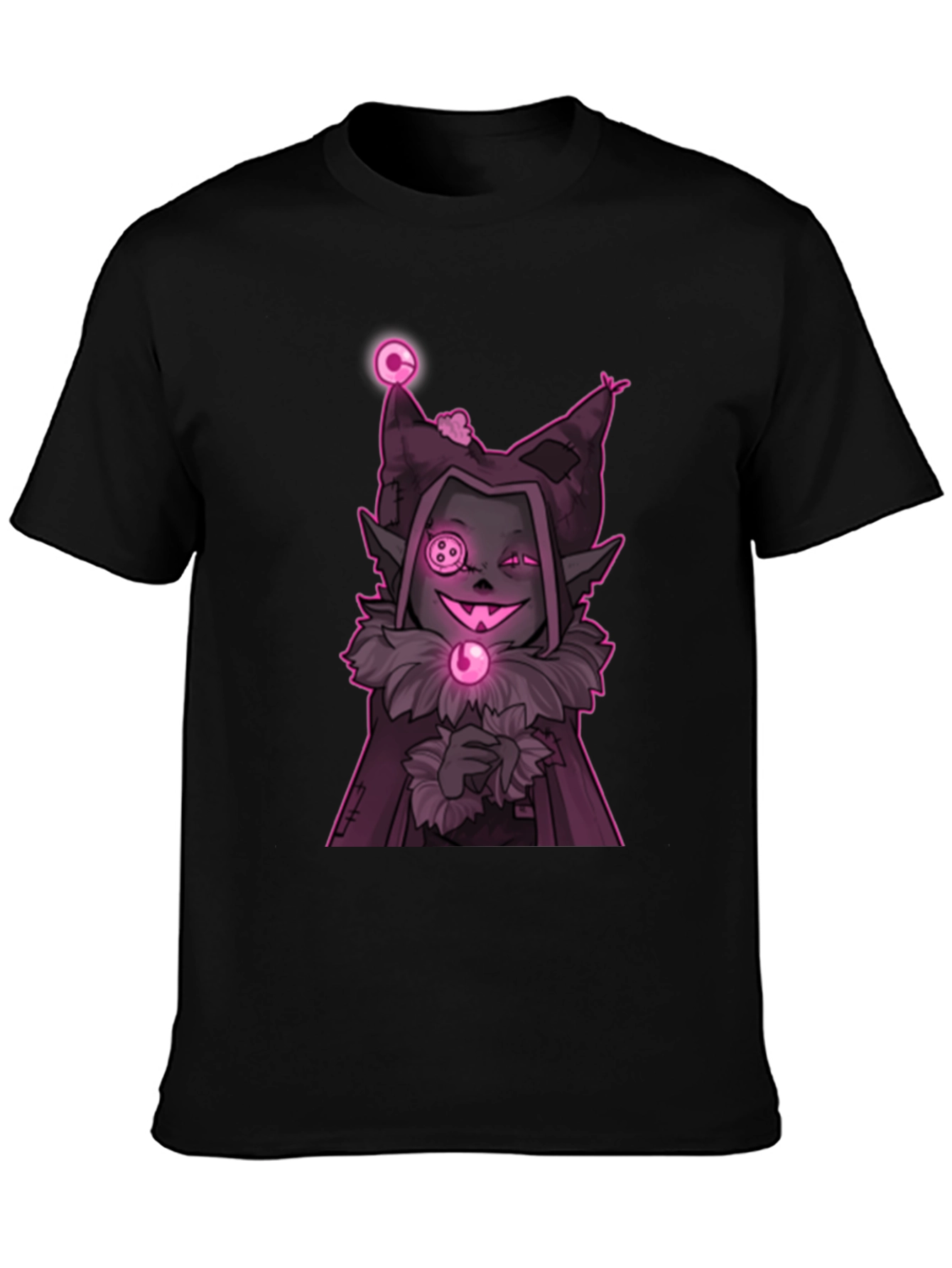 Jevil-Inspired Graphic Tee - Black Cotton Blend