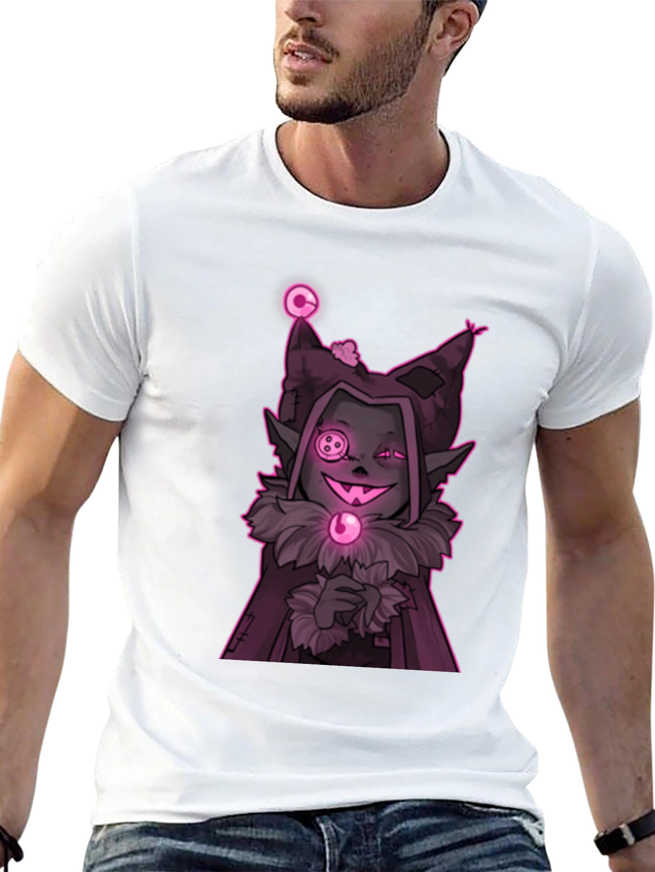 Jevil-Inspired Graphic Tee - Black Cotton Blend