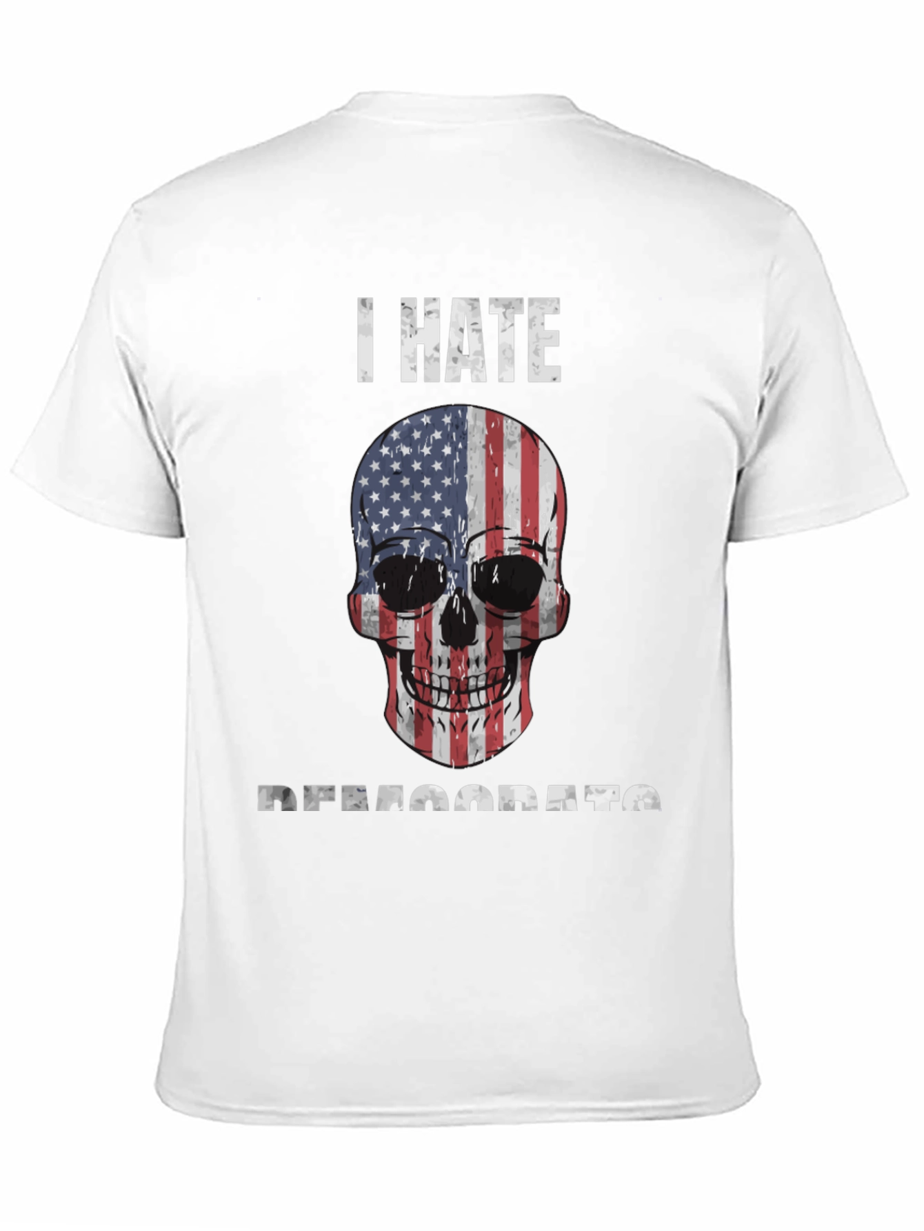 I Hate Democrats Skull USA Flag Graphic Tee