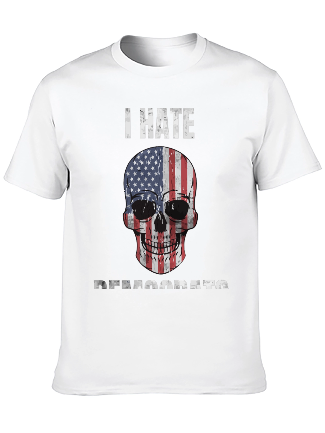 I Hate Democrats Skull USA Flag Graphic Tee