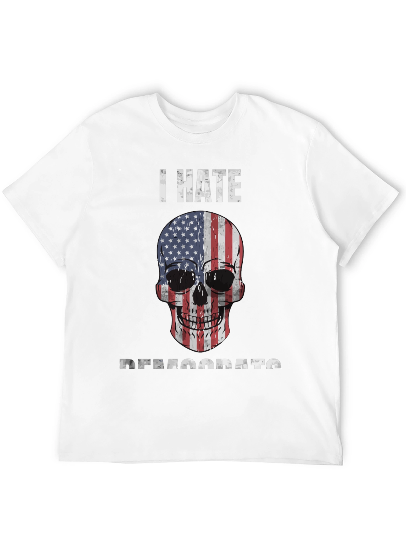 I Hate Democrats Skull USA Flag Graphic Tee