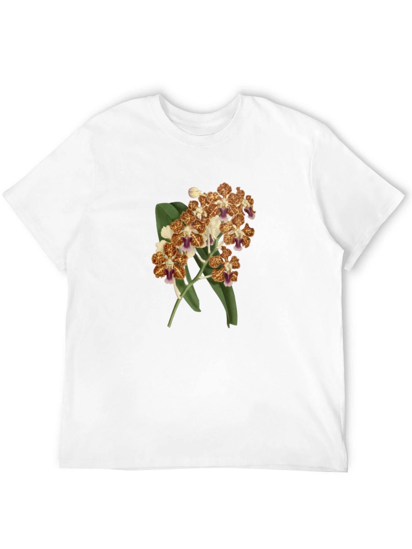 Floral Orchid Print Black T-Shirt