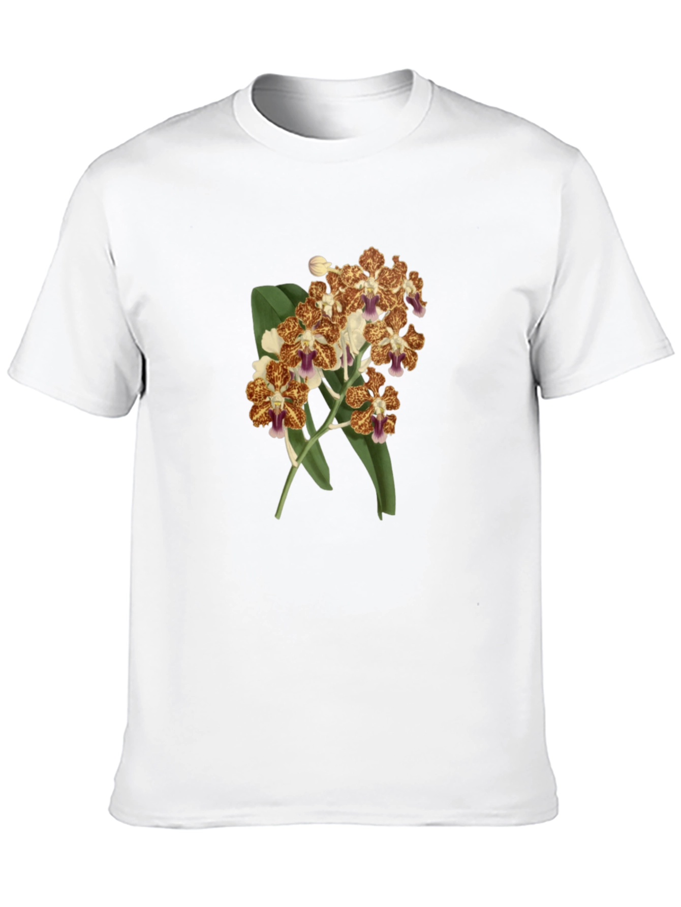 Floral Orchid Print Black T-Shirt