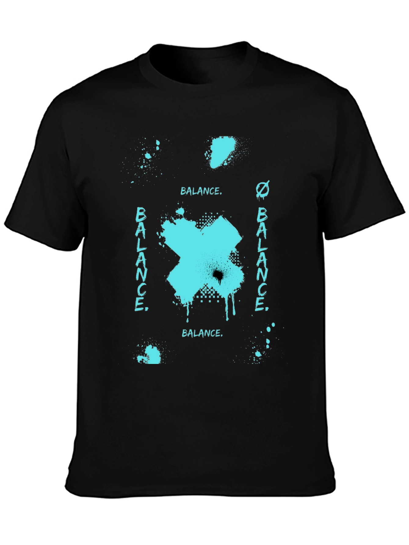 Abstract Balance Graphic Black Tee