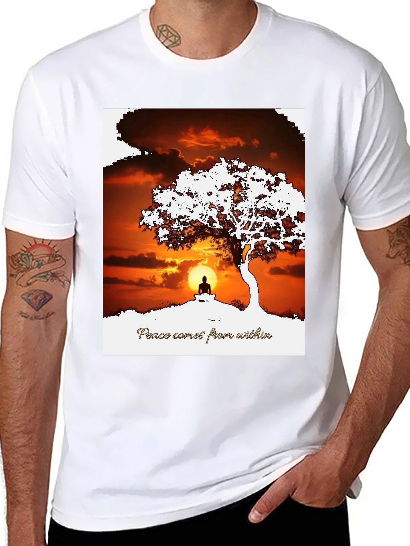 Peace Within T-Shirt - Sunset & Silhouette Design