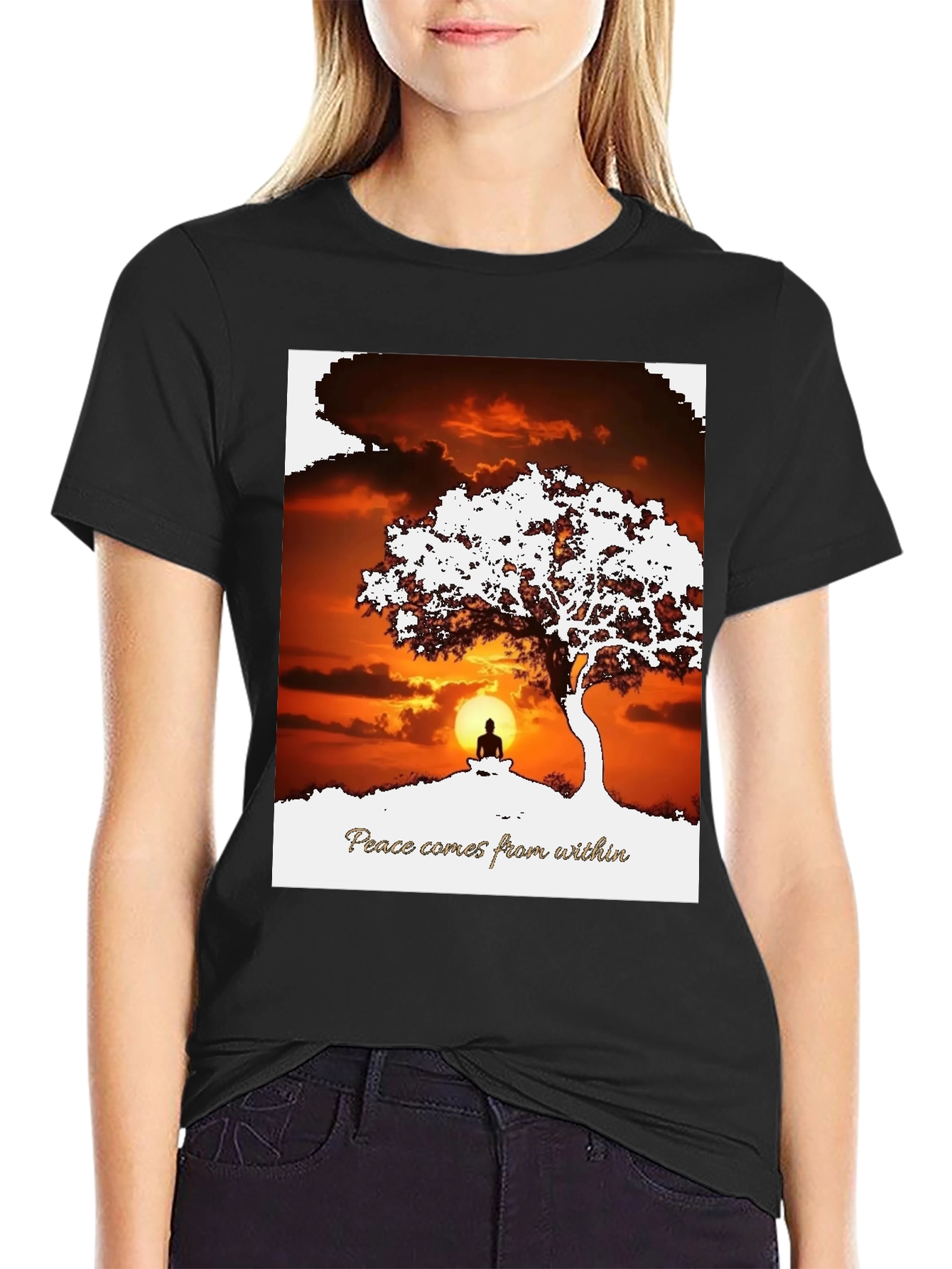 Peace Within T-Shirt - Sunset & Silhouette Design