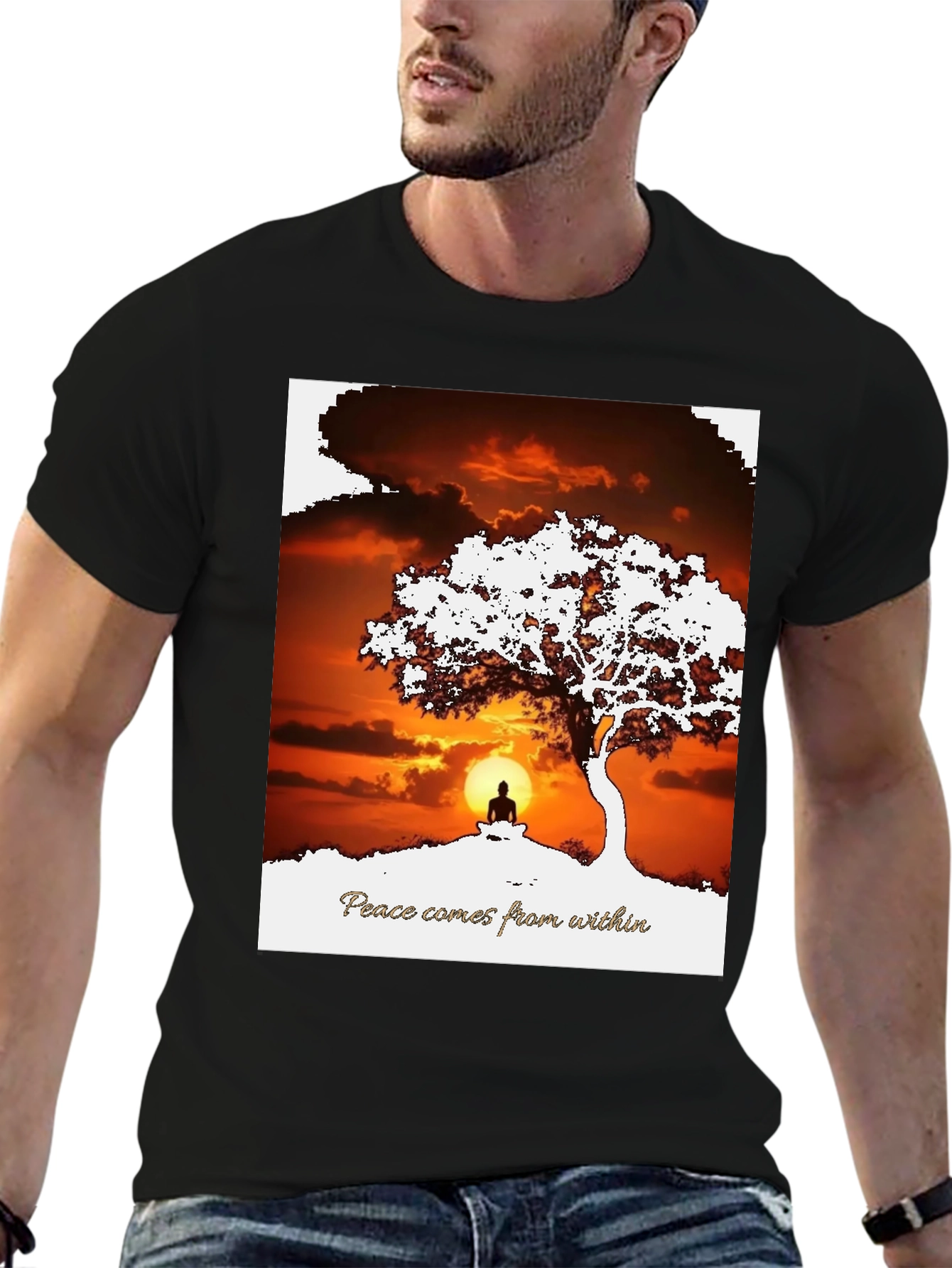 Peace Within T-Shirt - Sunset & Silhouette Design