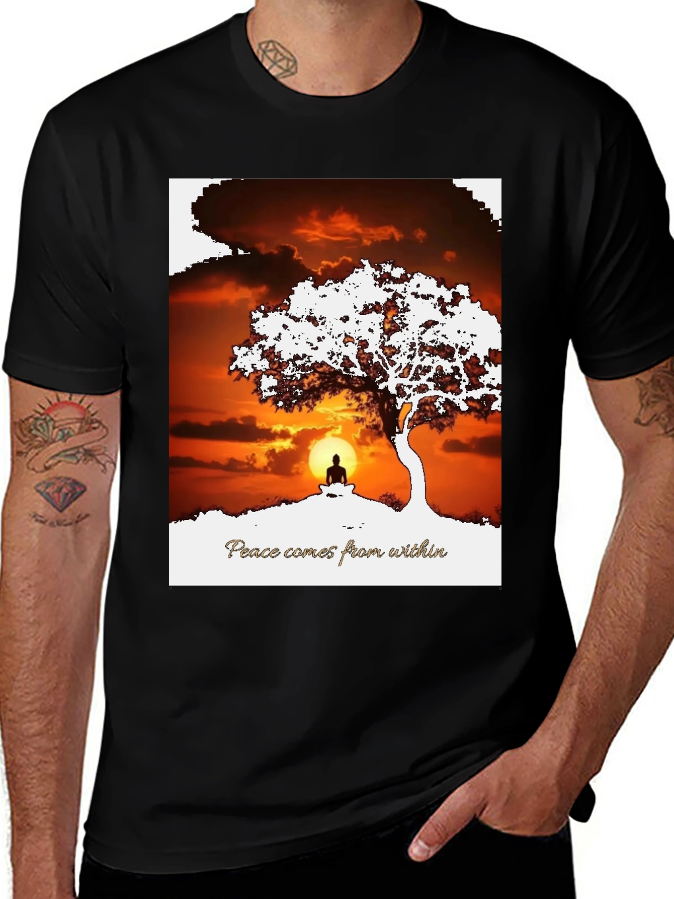 Peace Within T-Shirt - Sunset & Silhouette Design