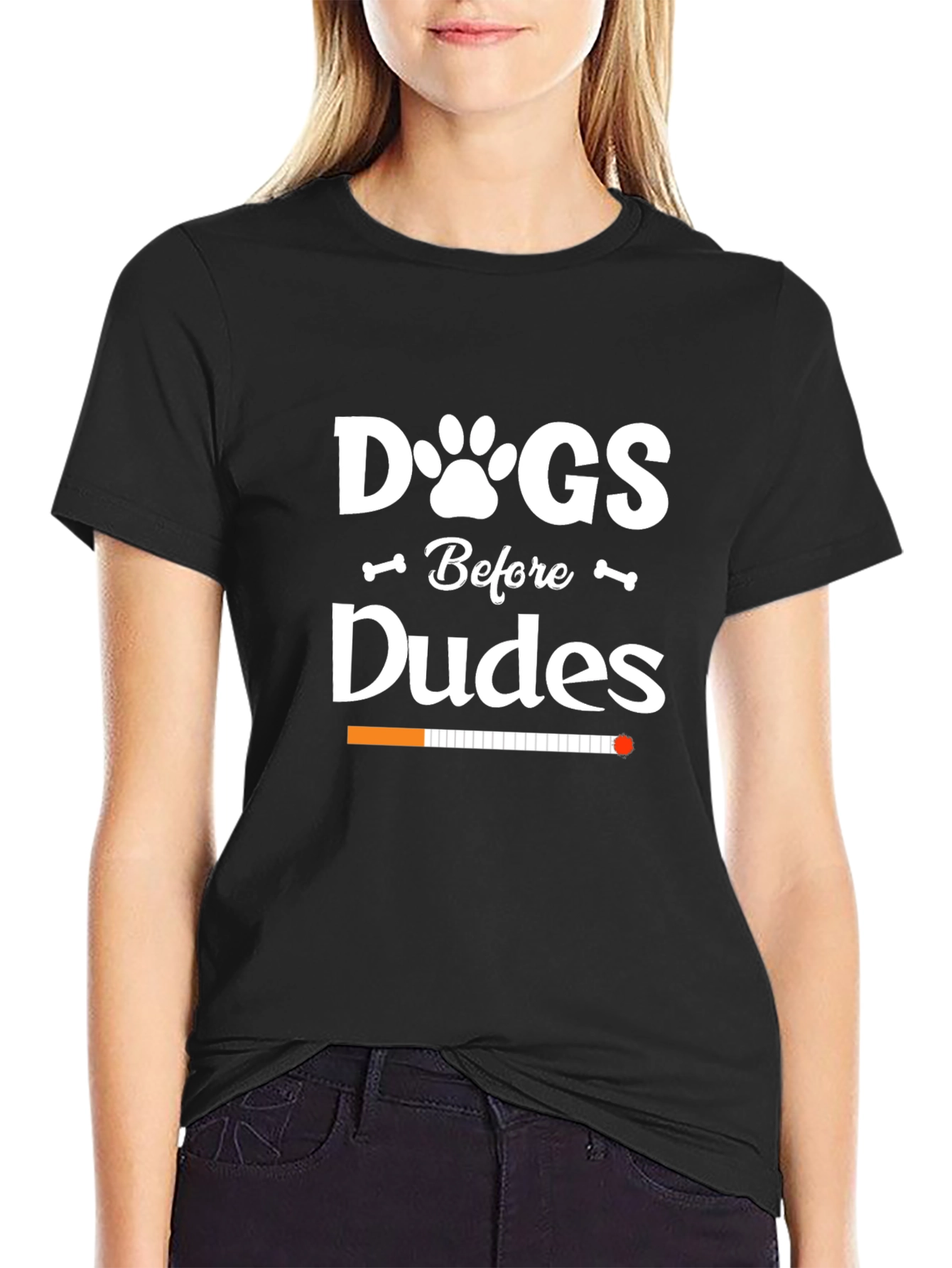Dogs Before Dudes Black Graphic T-Shirt