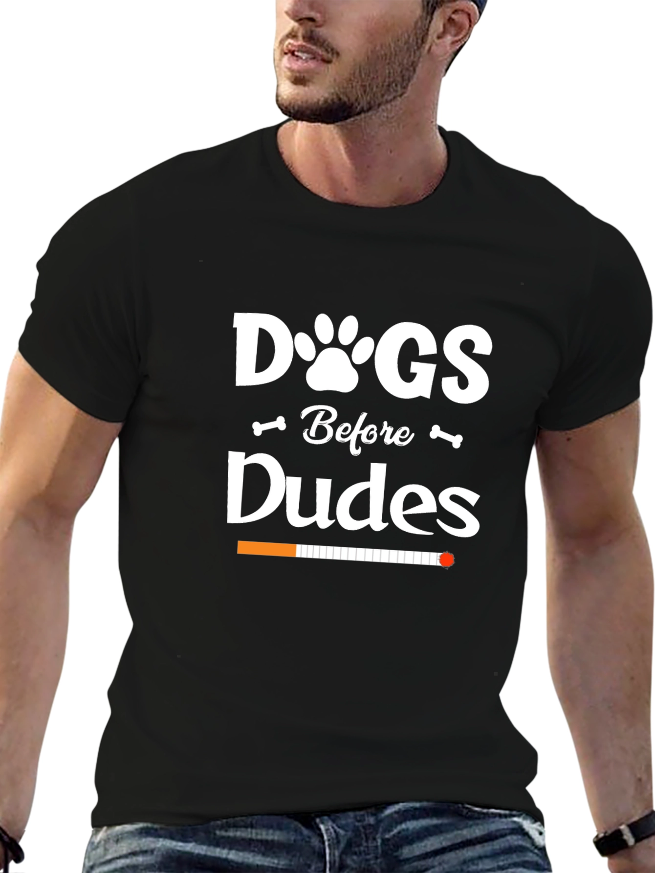 Dogs Before Dudes Black Graphic T-Shirt