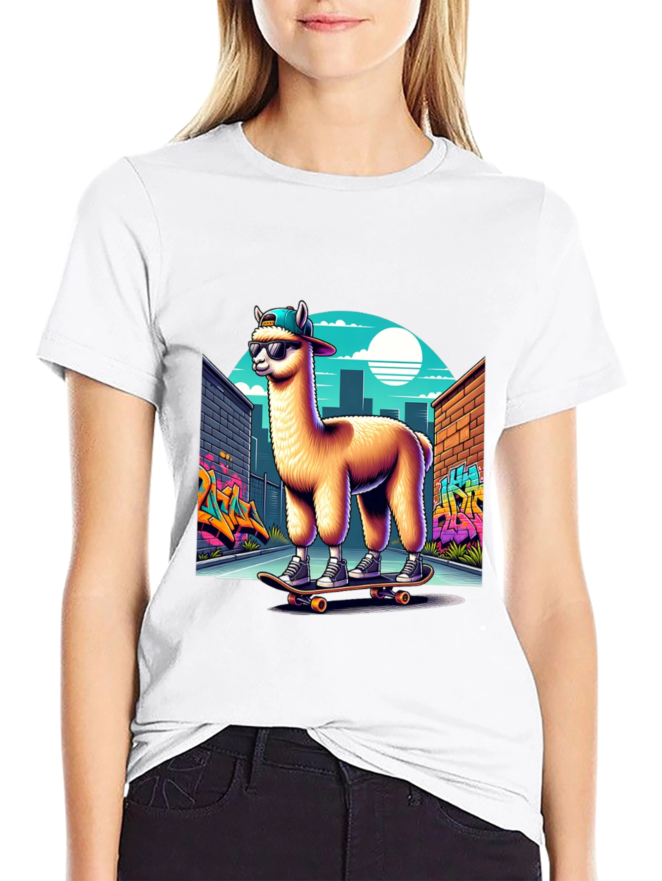 Skateboarding Llama T-Shirt
