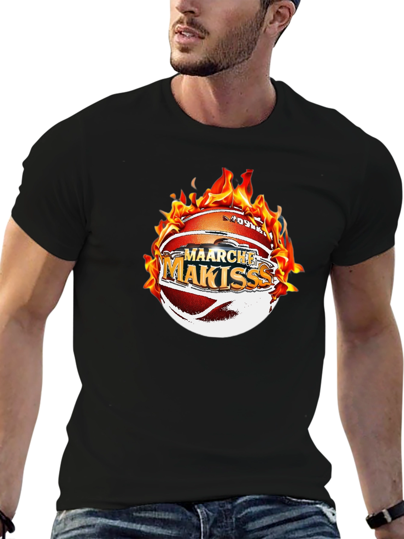 Fiery Basketball Graphic Tee - Maarche Makisss