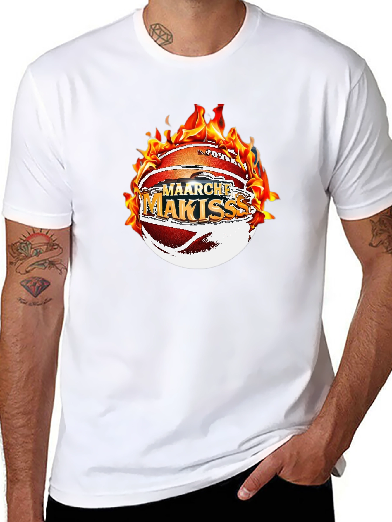 Fiery Basketball Graphic Tee - Maarche Makisss
