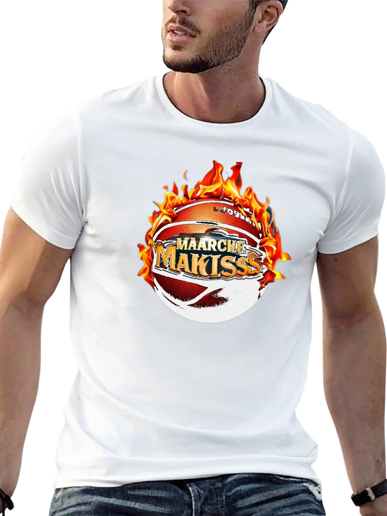 Fiery Basketball Graphic Tee - Maarche Makisss