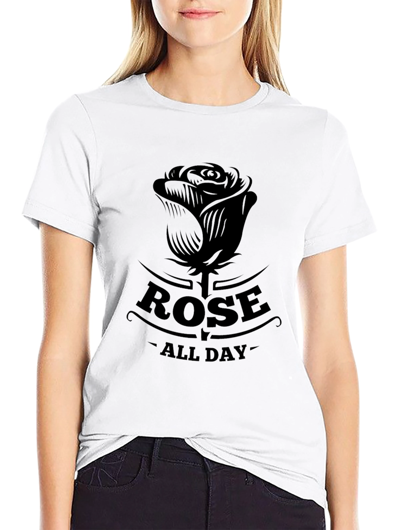 Rose All Day Graphic Tee - Black