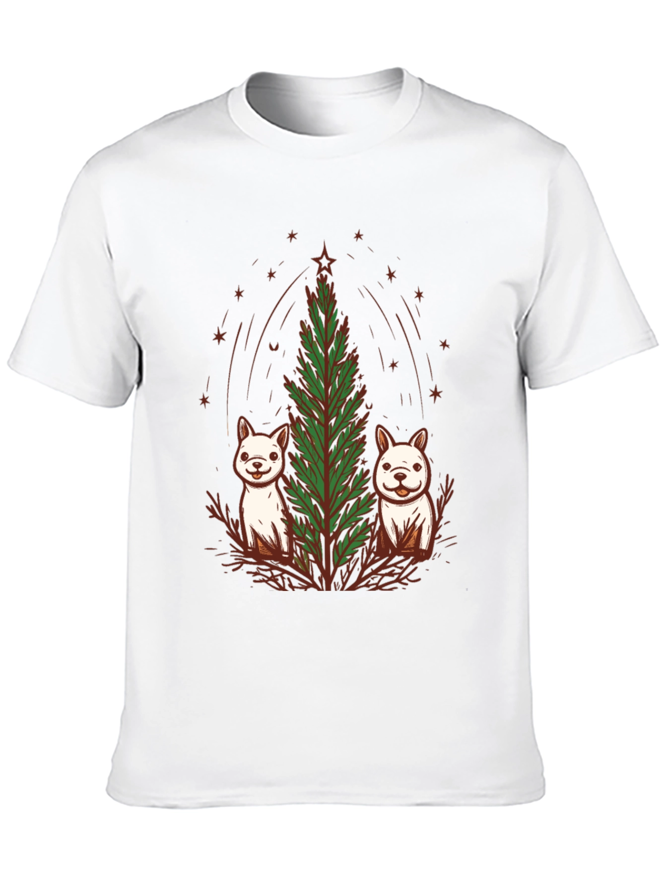 Festive Pups & Christmas Tree Black T-Shirt