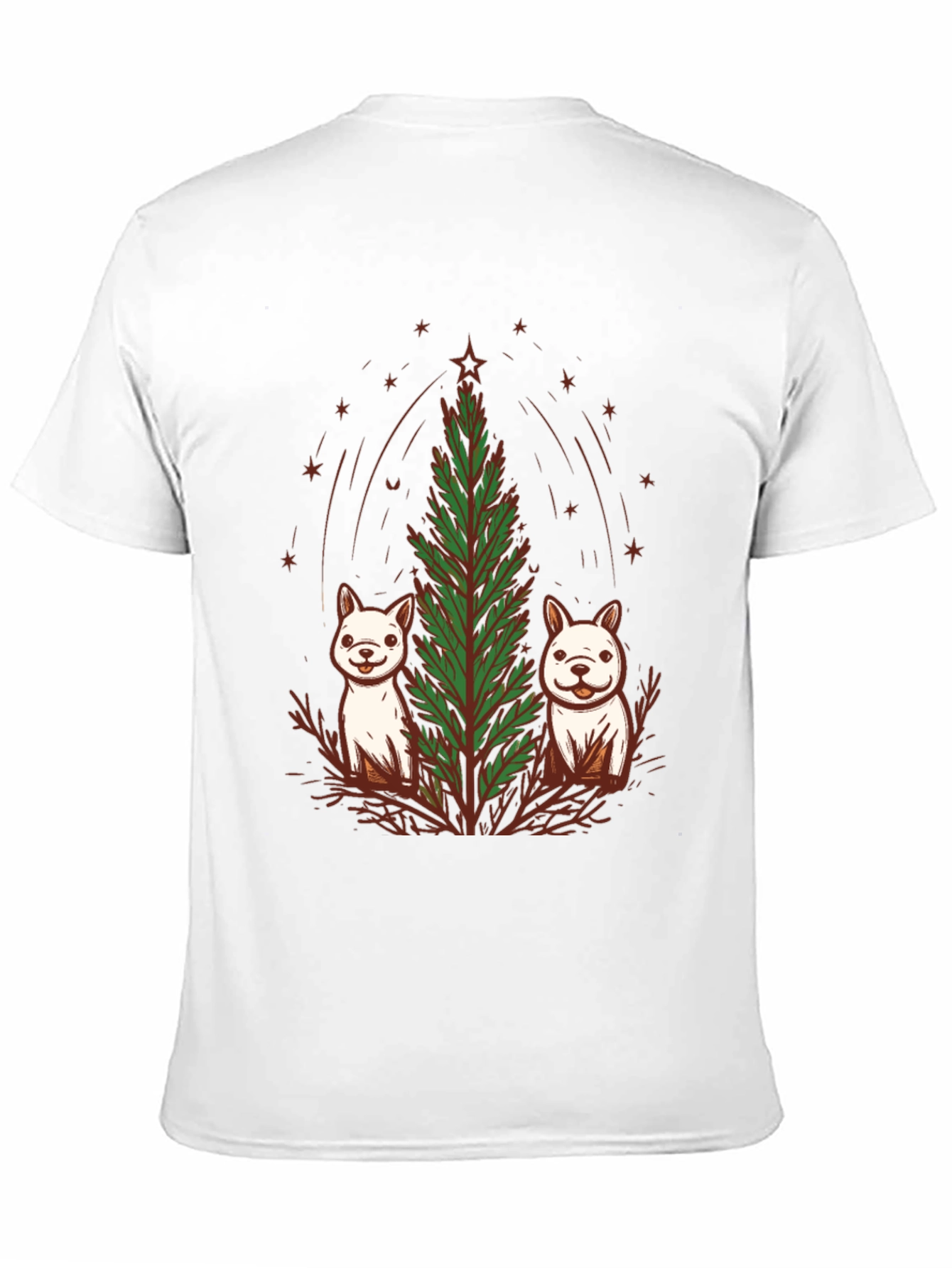 Festive Pups & Christmas Tree Black T-Shirt