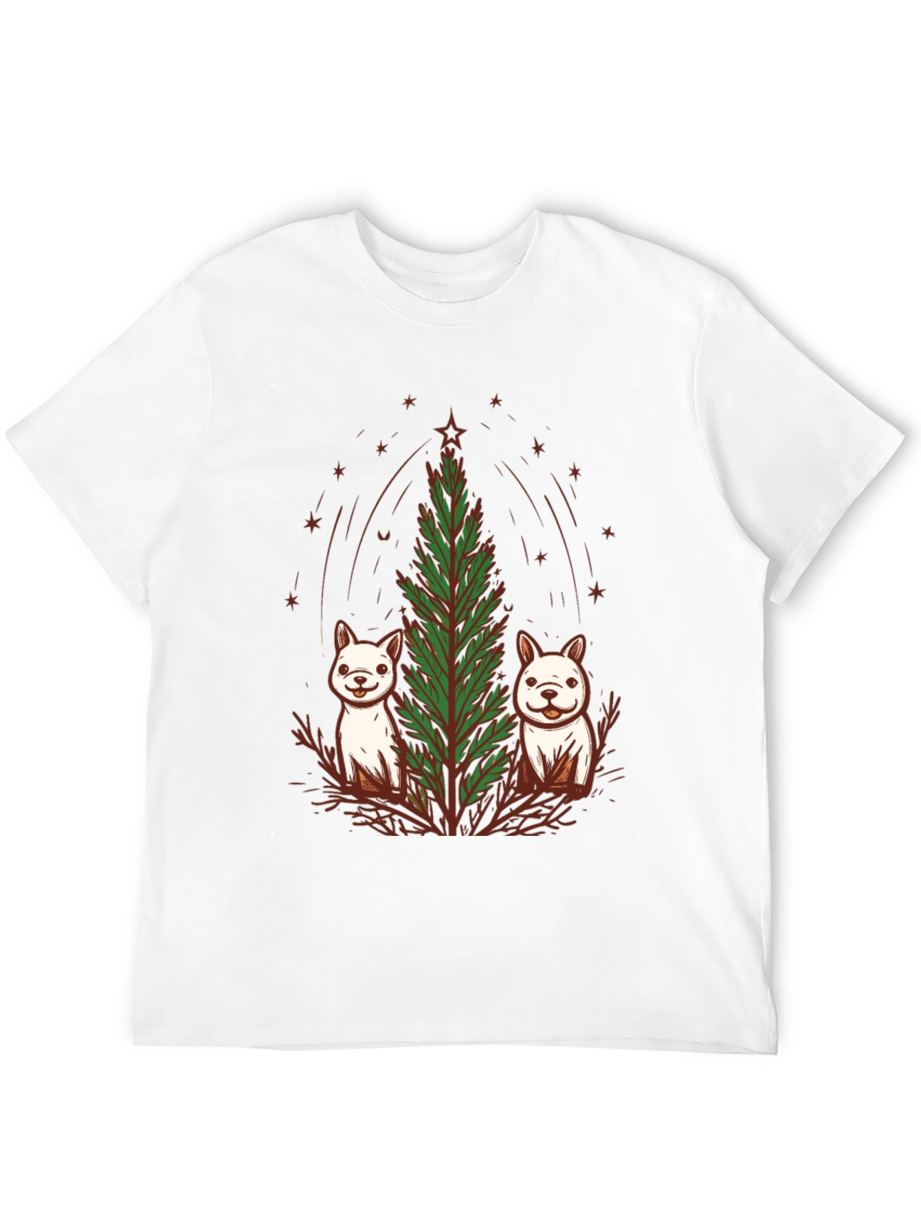 Festive Pups & Christmas Tree Black T-Shirt