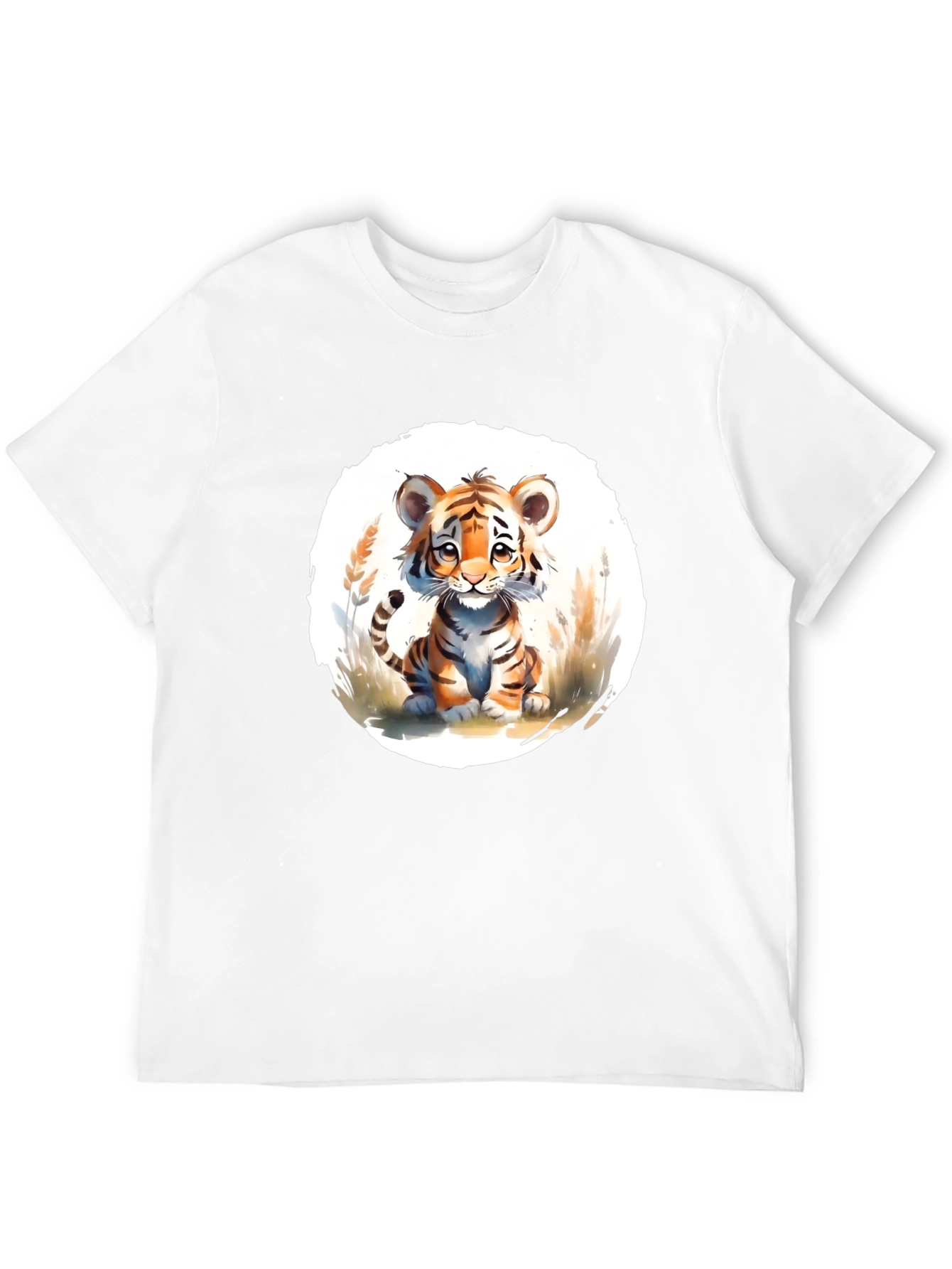 Cute Tiger Cub Graphic Black T-Shirt